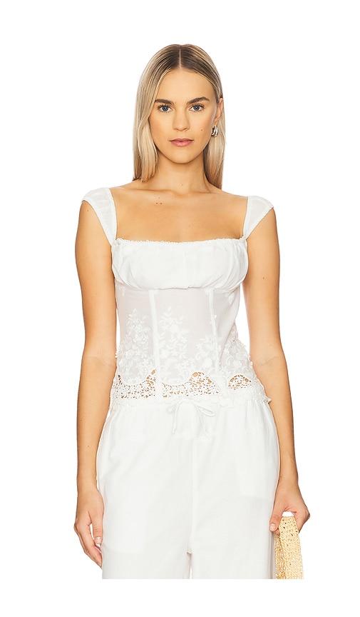 WeWoreWhat Wide Strap Ruched Cup Corset in Ivory by WEWOREWHAT