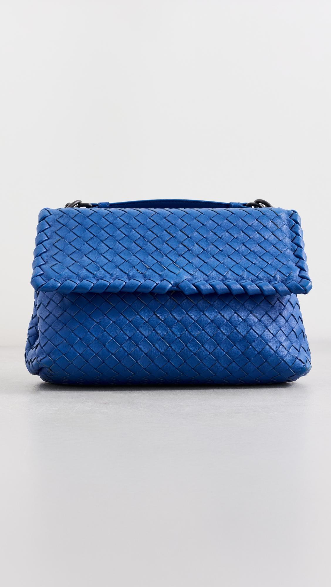 Bottega Blue Intrecciato Olimpia Shoulder Bag by WHAT GOES AROUND COMES AROUND