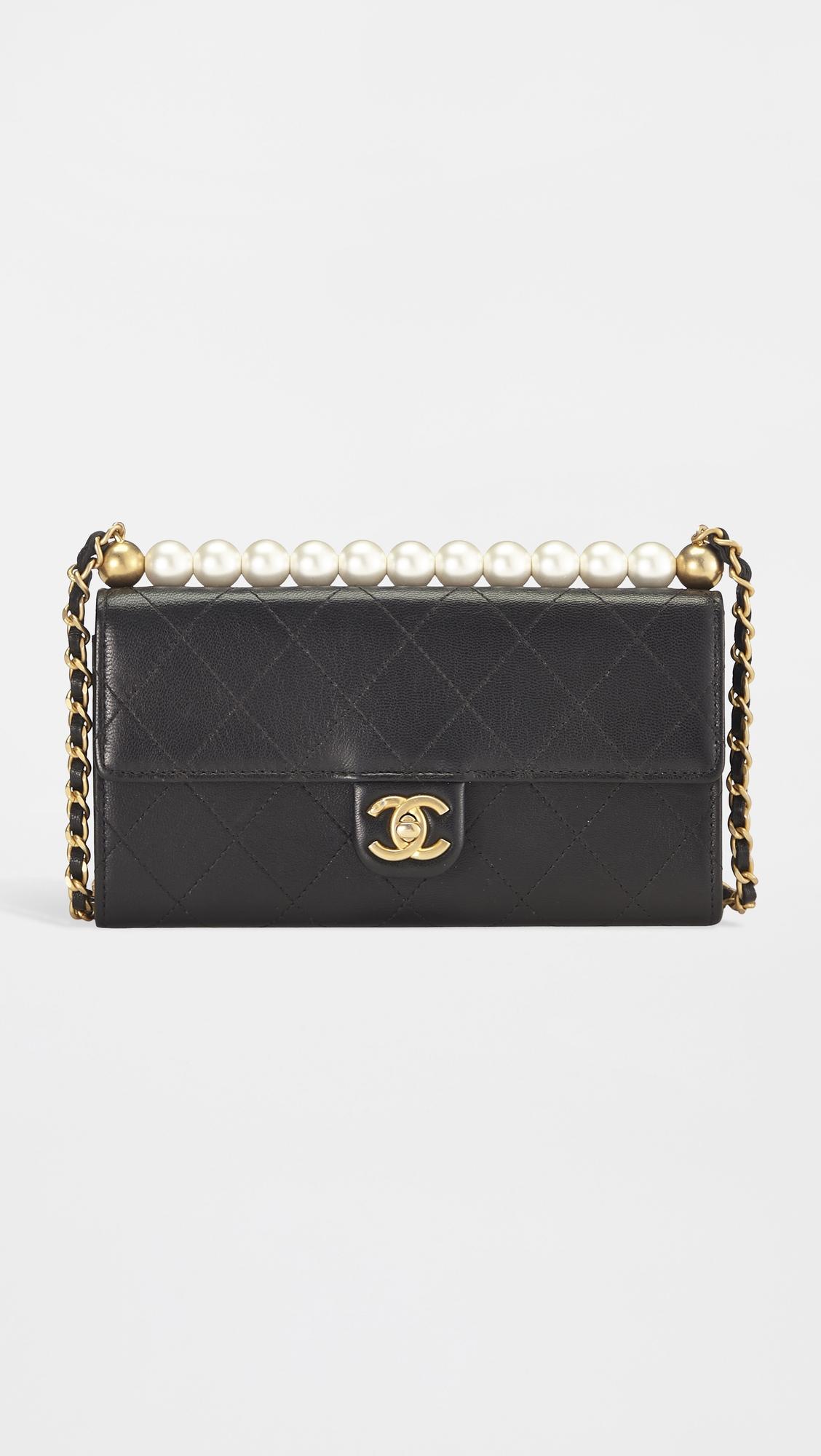 Chanel Black Calfskin Chic Pearl Wallet on Chain by WHAT GOES AROUND COMES AROUND