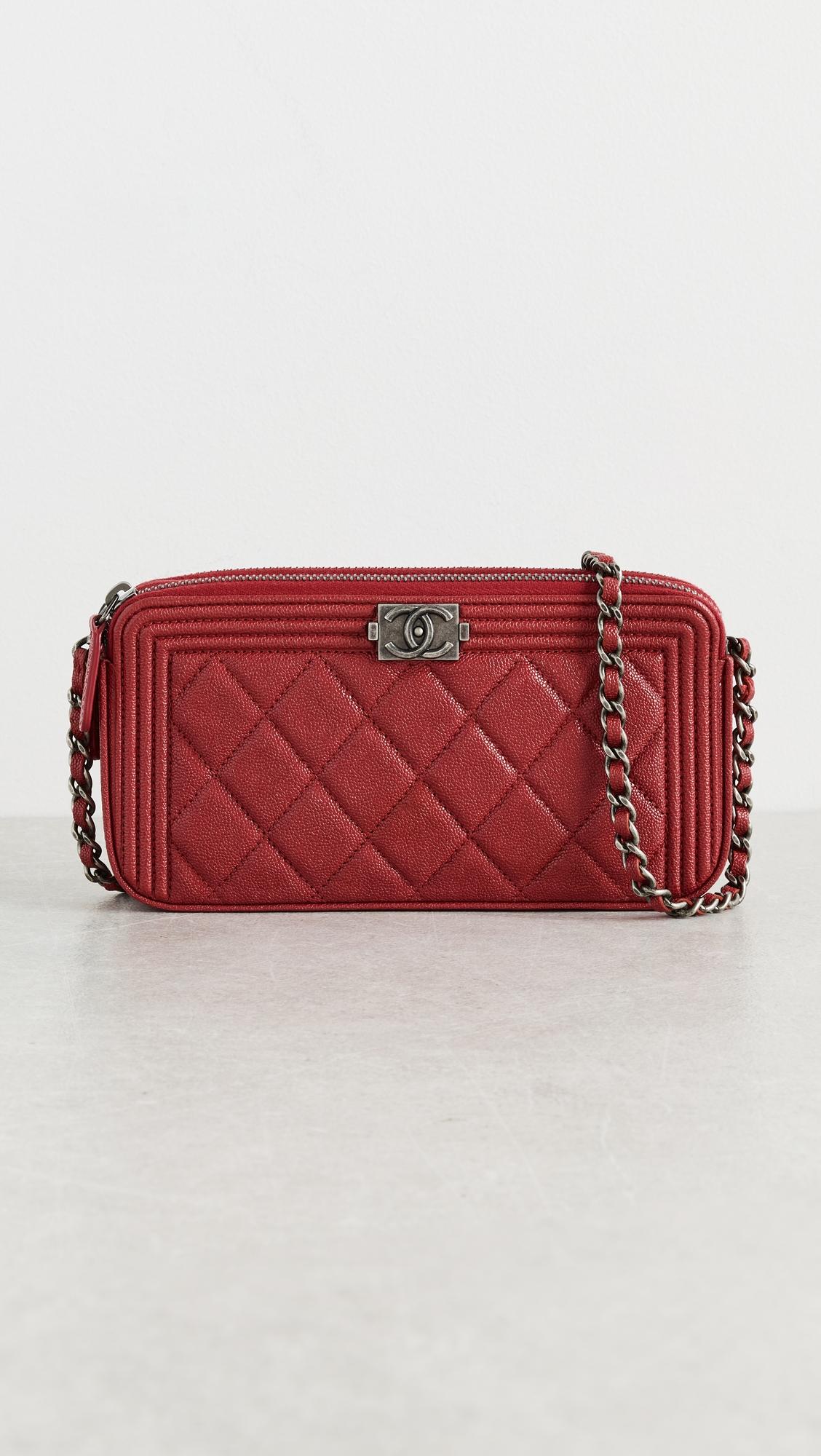 Chanel Caviar Boy Double Zip Wallet On Chain by WHAT GOES AROUND COMES AROUND