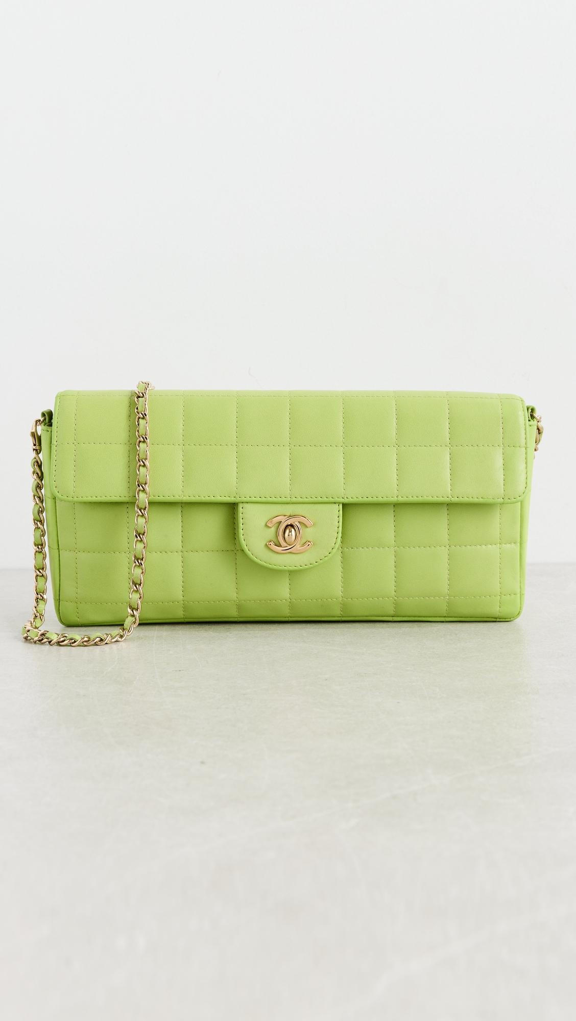 Chanel Green Lambskin Chocolate Bar East West Bag by WHAT GOES AROUND COMES AROUND