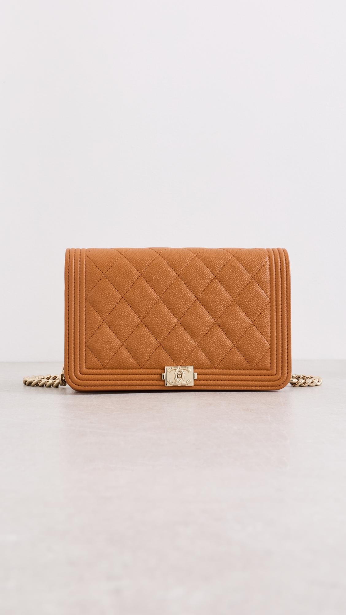 Chanel Orange Caviar Boy Wallet On Chain by WHAT GOES AROUND COMES AROUND
