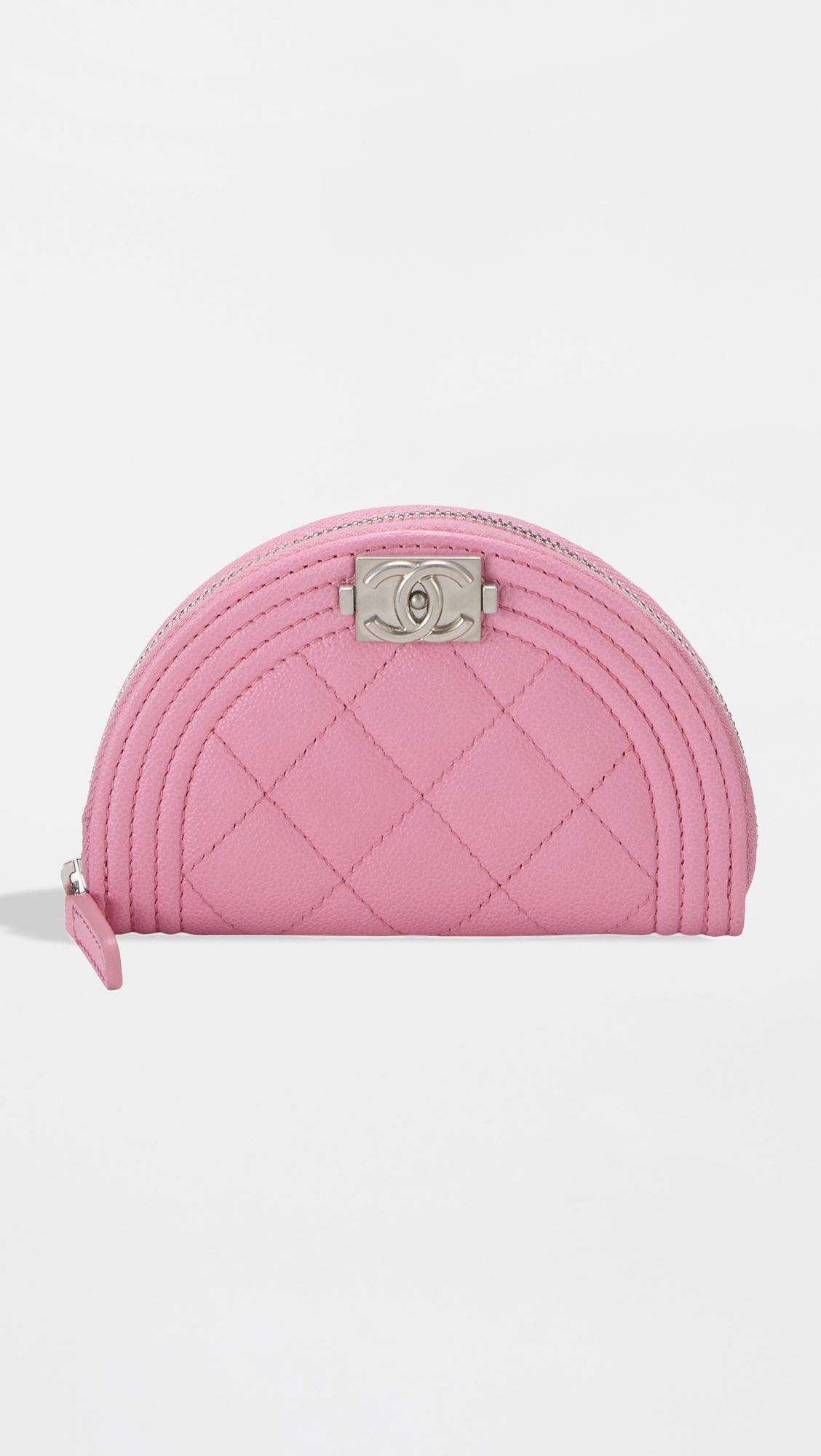 Chanel Pink Caviar Boy Zip Around Coin Purse by WHAT GOES AROUND COMES AROUND