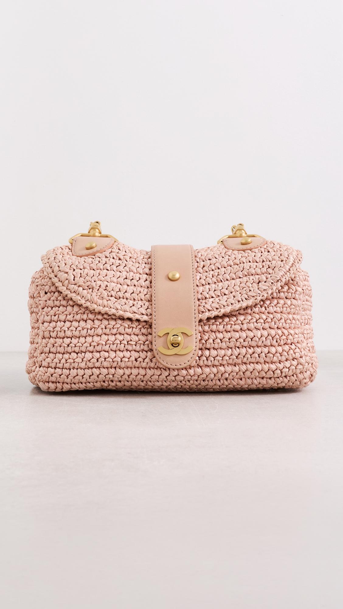 Chanel Pink Raffia Shoulder Bag by WHAT GOES AROUND COMES AROUND