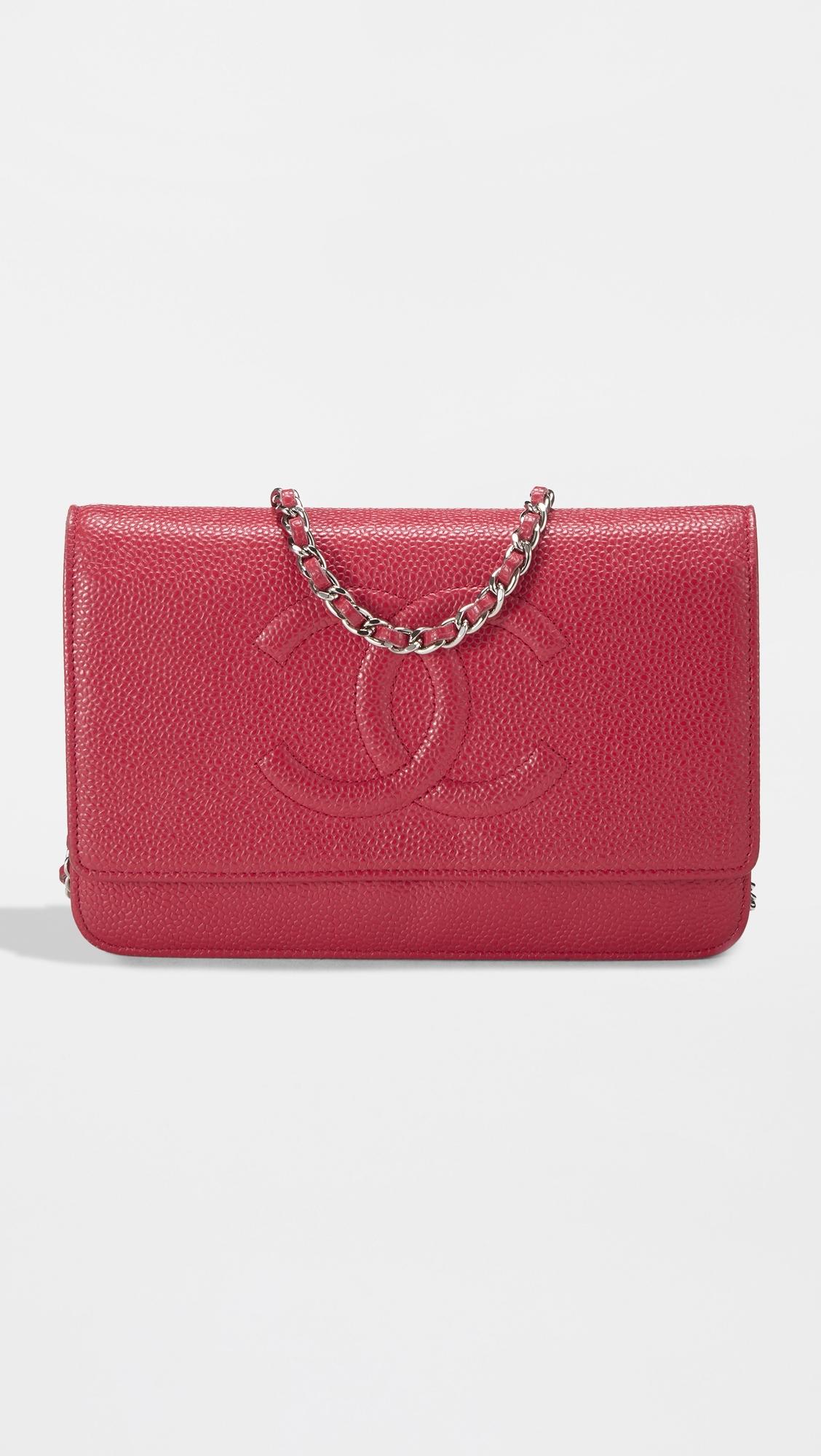 Chanel Red Caviar Timeless CC Wallet On Chain by WHAT GOES AROUND COMES AROUND