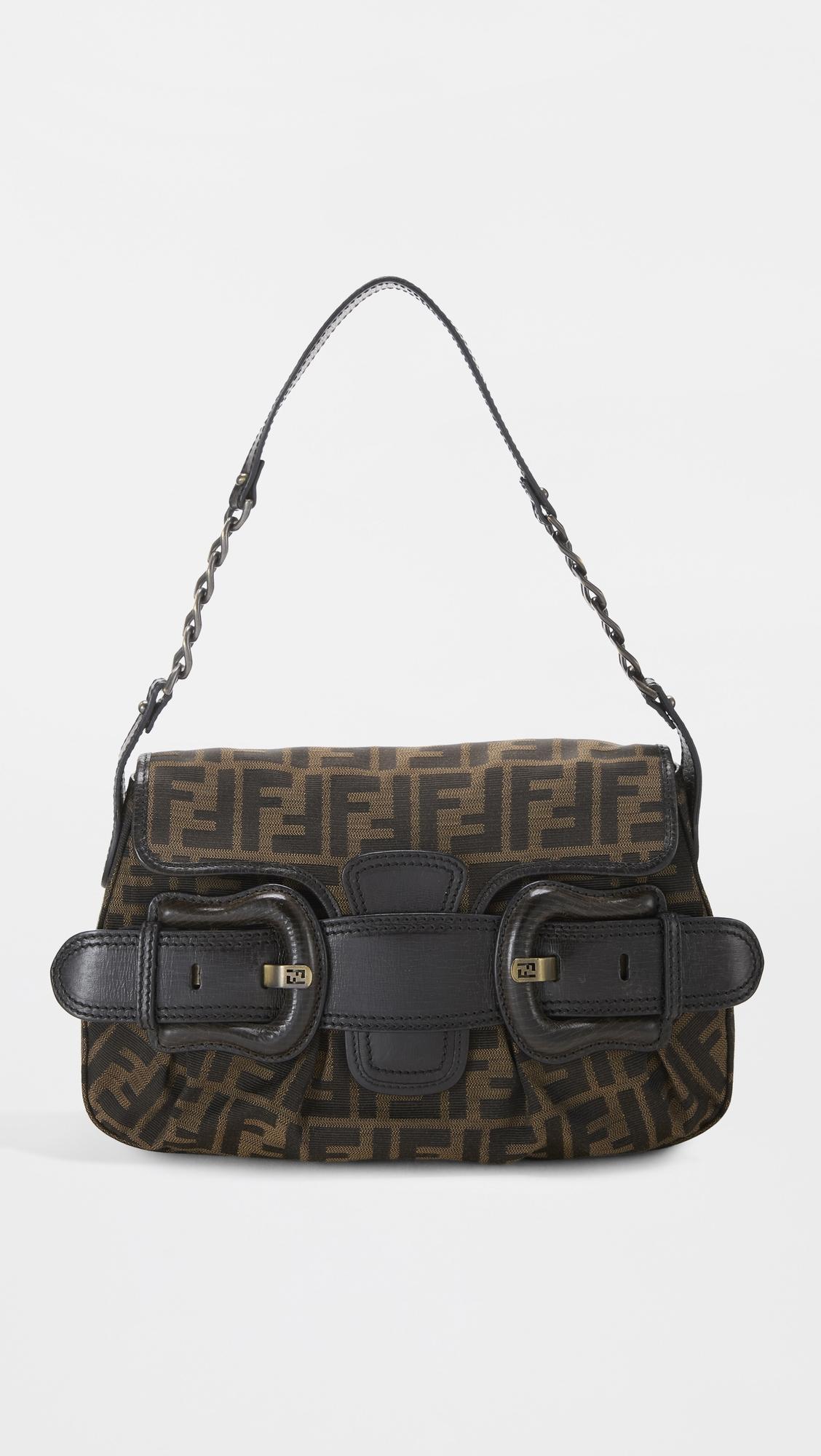 Fendi Brown Zucca B Bis Shoulder Bag by WHAT GOES AROUND COMES AROUND