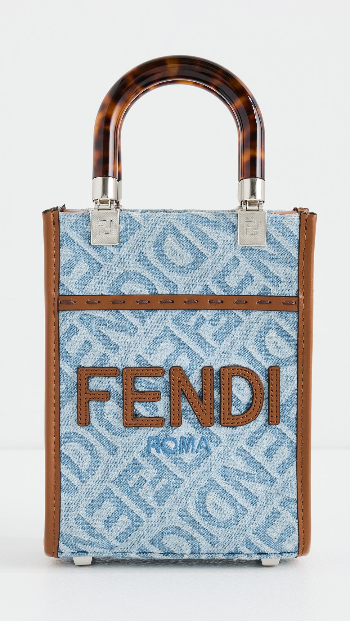 Fendi Denim Sunshine Shopper Mini Tote by WHAT GOES AROUND COMES AROUND
