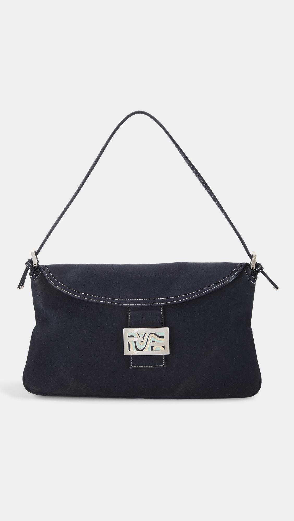Fendi Navy Canvas Shoulder Bag by WHAT GOES AROUND COMES AROUND