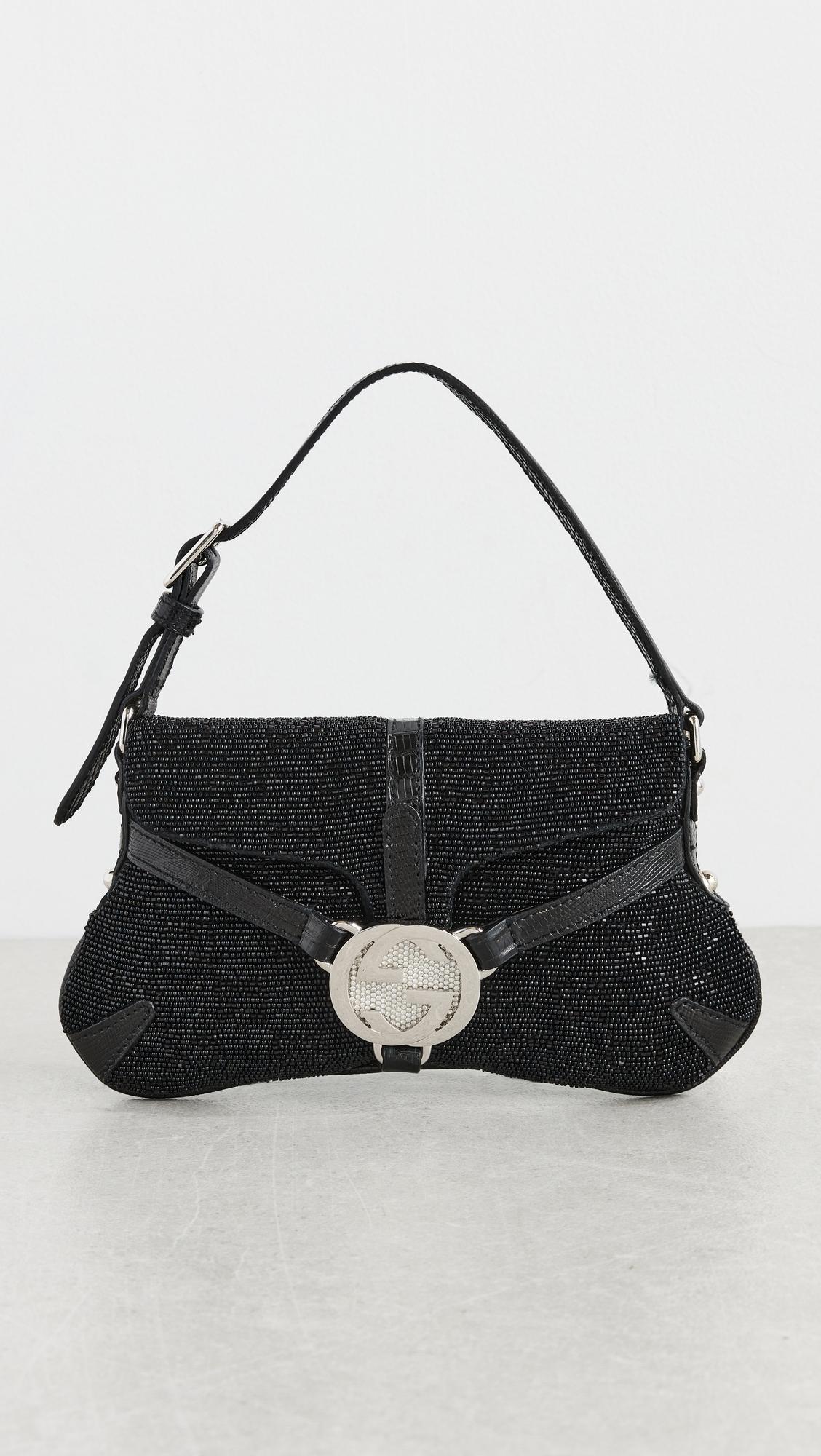 Gucci Black Beaded Reins Handbag by WHAT GOES AROUND COMES AROUND