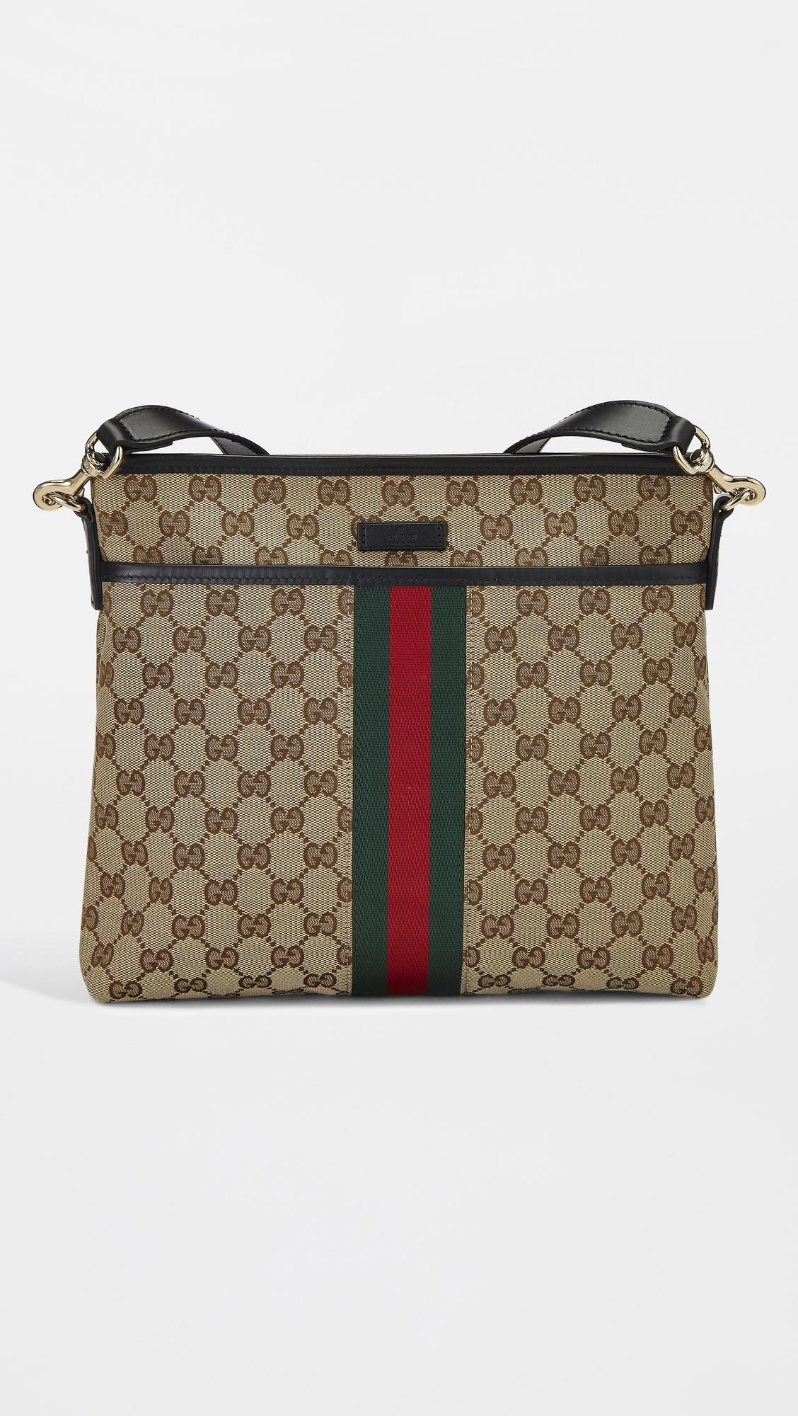 Gucci Black Canvas Web Supreme Pocket Messenger Bag by WHAT GOES AROUND COMES AROUND