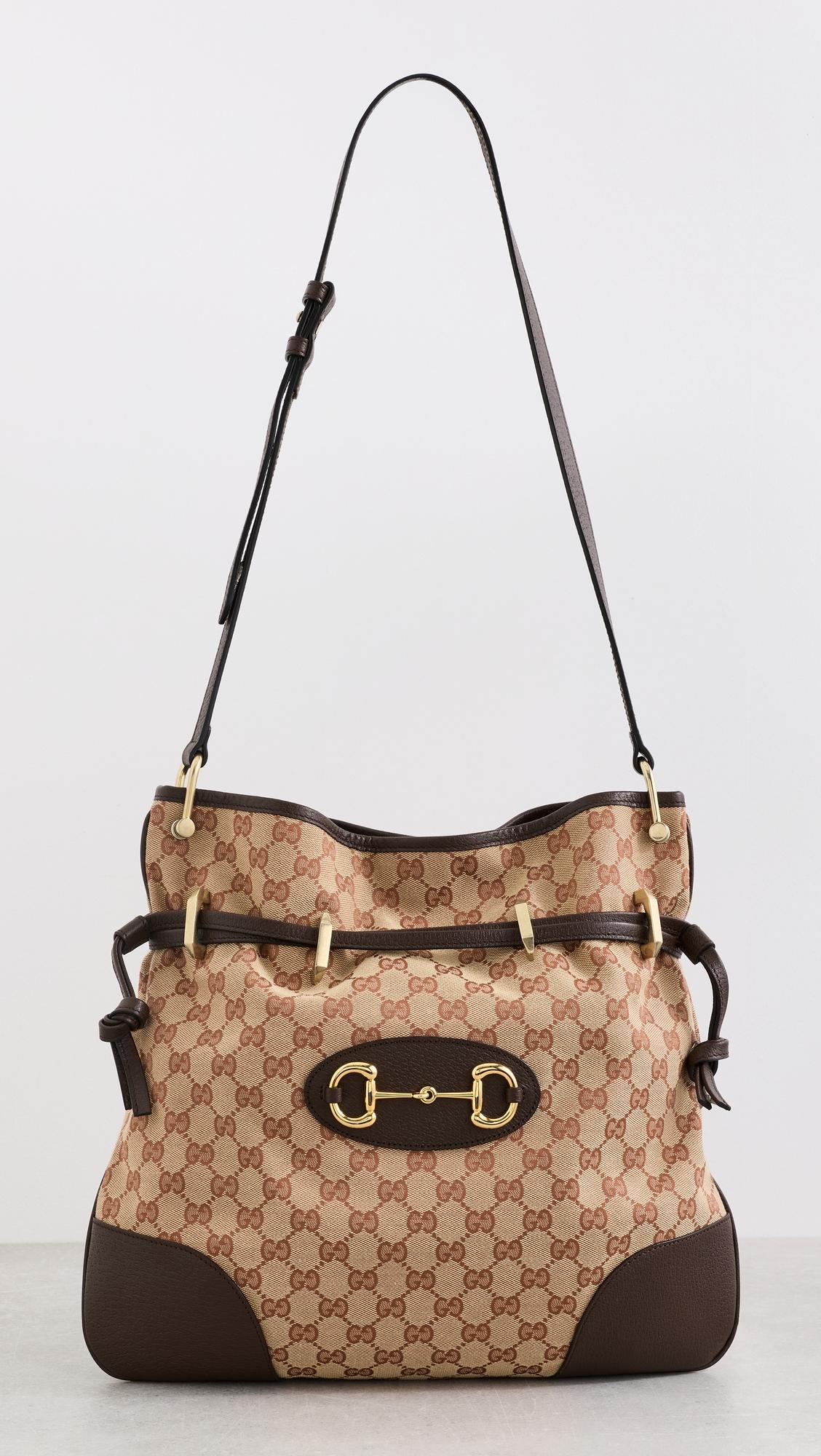 Gucci Brown Canvas 1955 Horsebit Shoulder Bag by WHAT GOES AROUND COMES AROUND