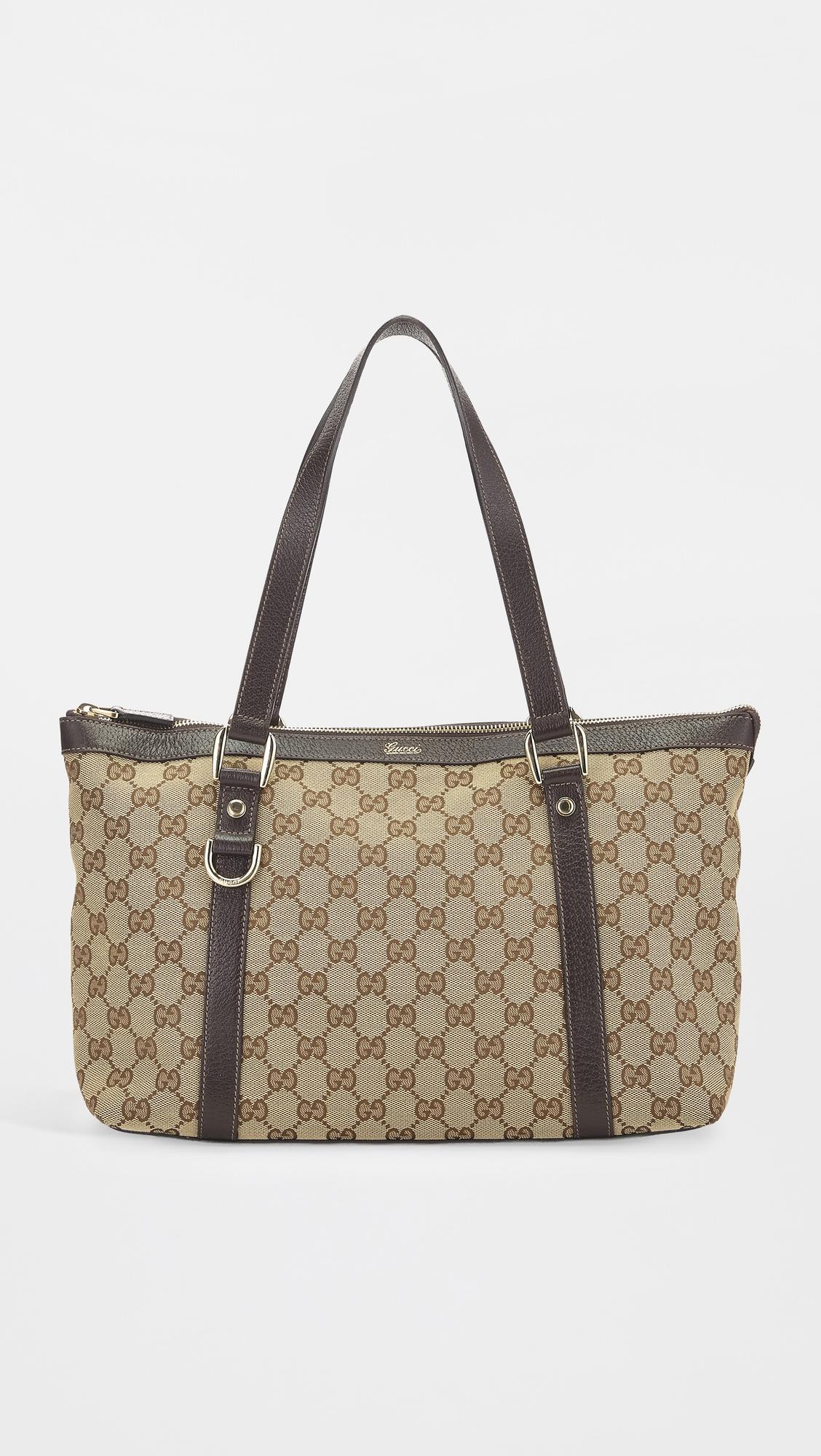 Gucci Brown Canvas Abbey Zip Tote by WHAT GOES AROUND COMES AROUND