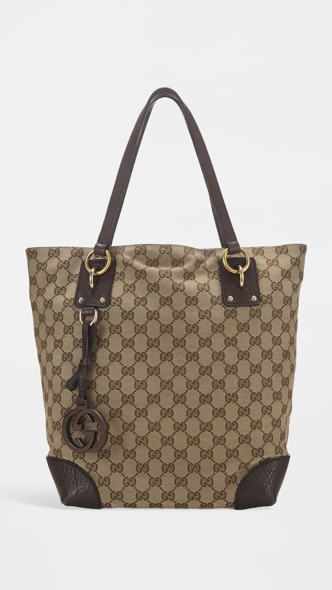 Gucci Brown Canvas GG Charm Vertical Tote by WHAT GOES AROUND COMES AROUND