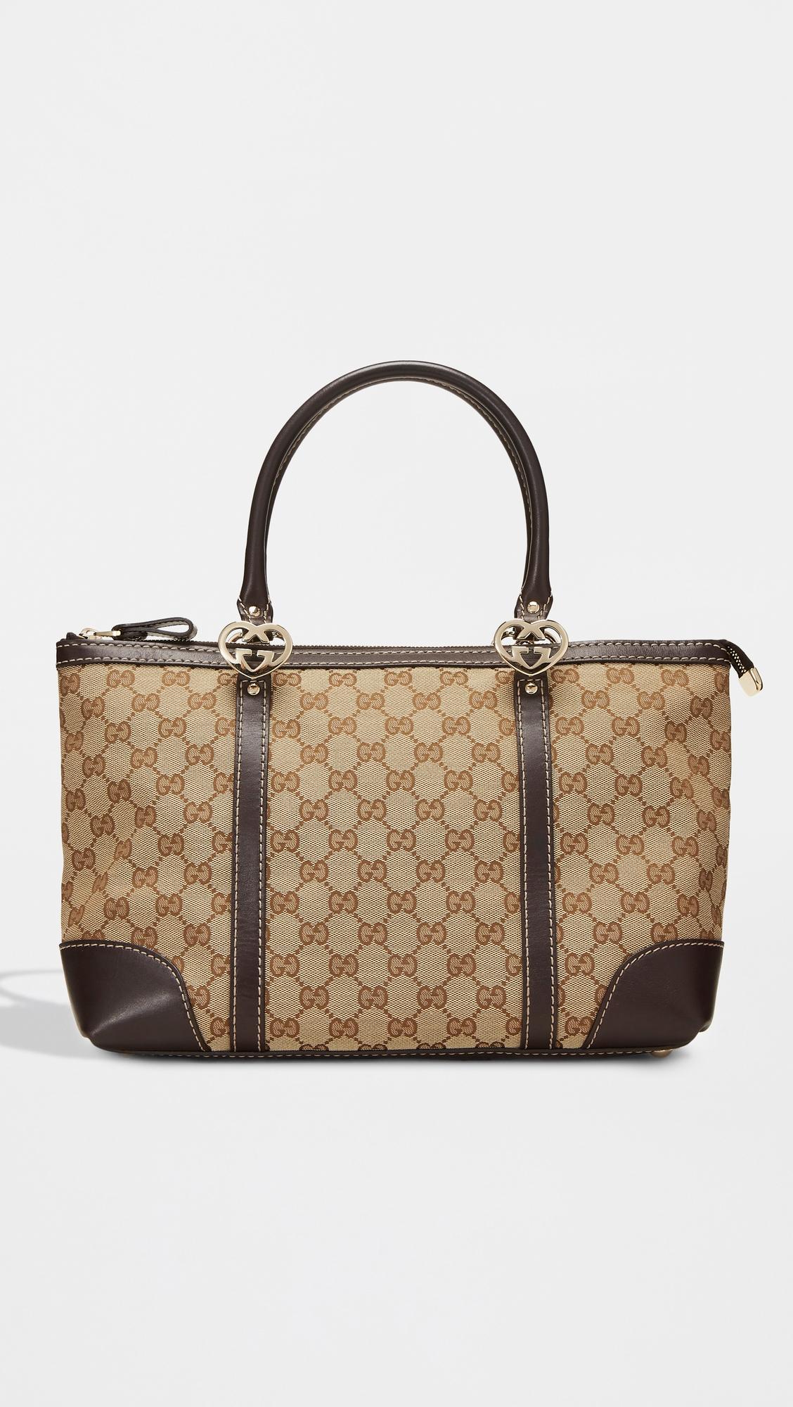 Gucci Brown Canvas Lovely Heart Large Tote by WHAT GOES AROUND COMES AROUND