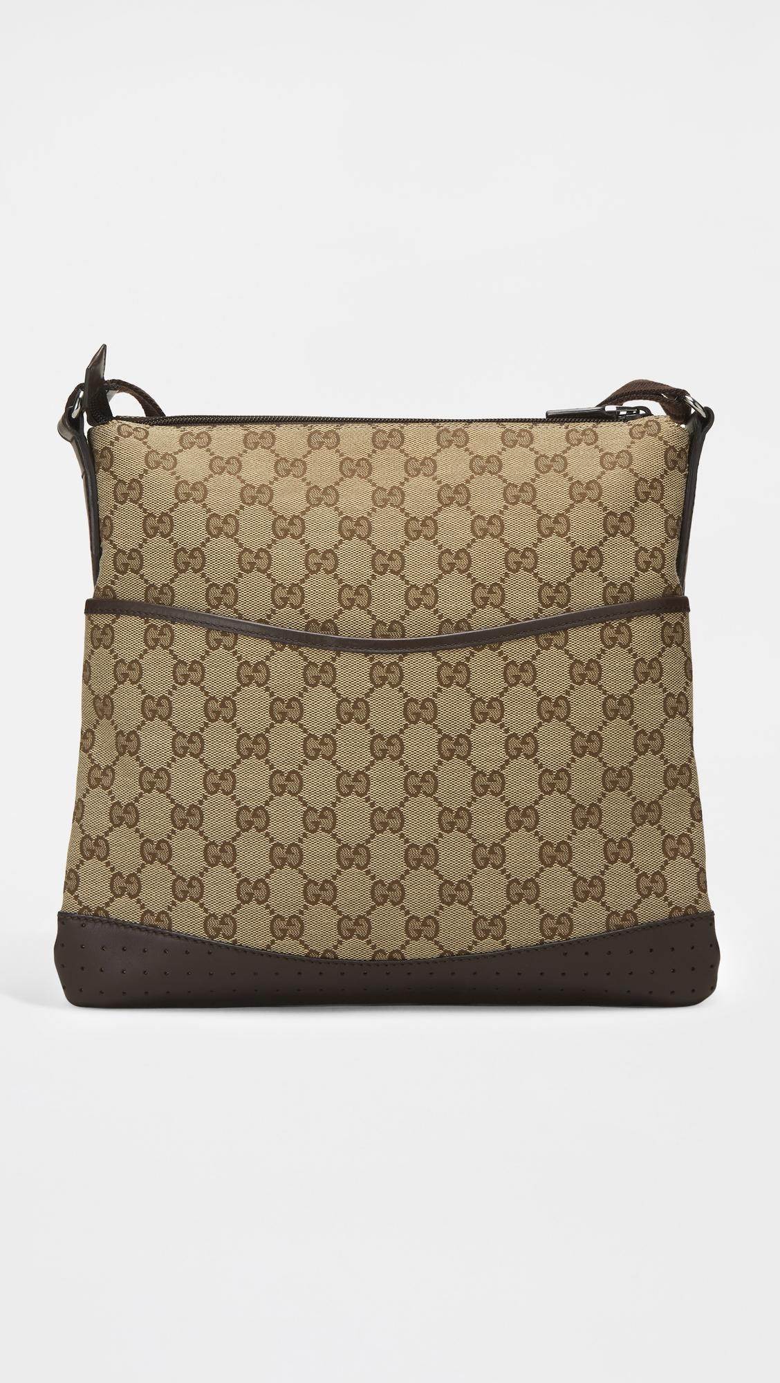Gucci Brown Canvas Pocket Messenger Bag by WHAT GOES AROUND COMES AROUND