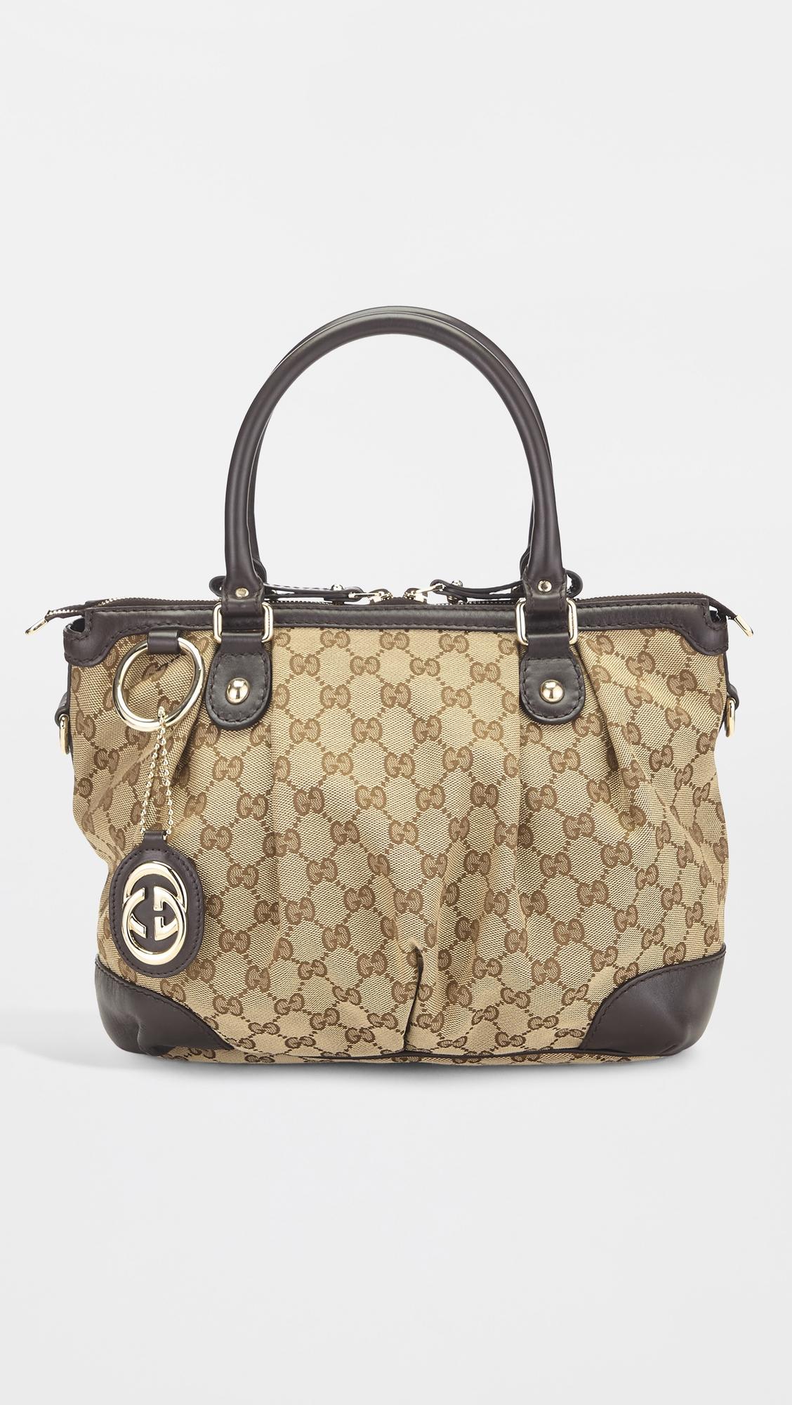 Gucci Brown Canvas Sukey Zip Handbag by WHAT GOES AROUND COMES AROUND