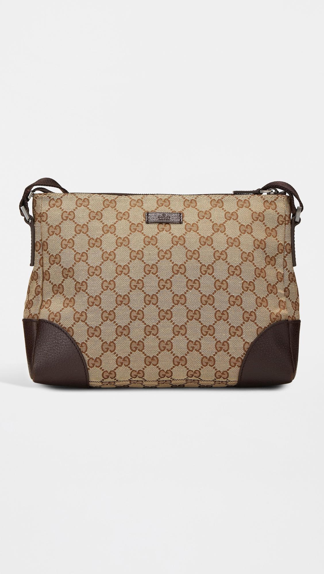 Gucci Brown Canvas Zip Messenger Bag by WHAT GOES AROUND COMES AROUND