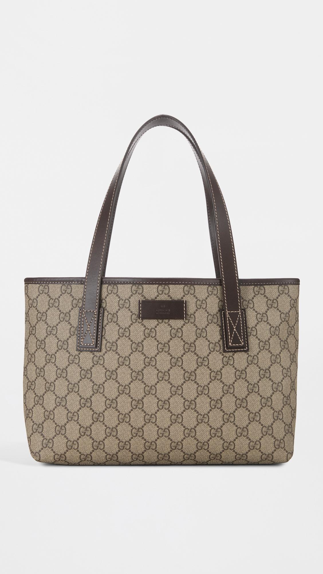 Gucci Brown Coated Canvas Supreme Small Tote by WHAT GOES AROUND COMES AROUND