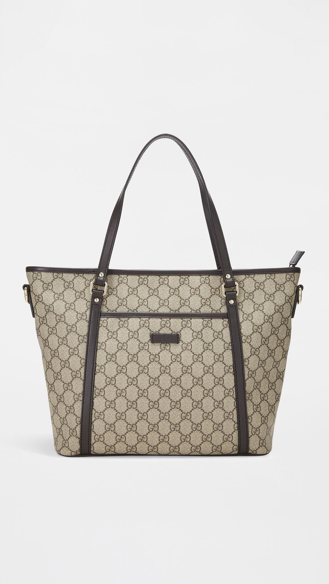 Gucci Brown Coated Canvas Supreme Zip Pouch by WHAT GOES AROUND COMES AROUND