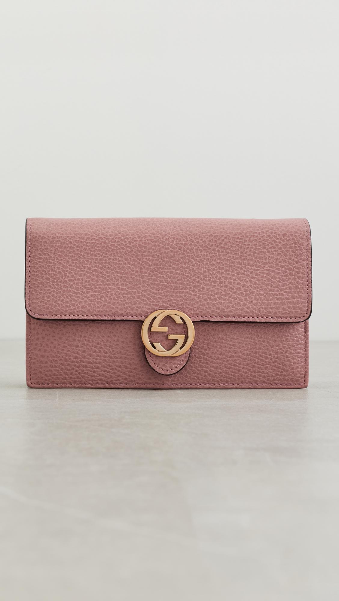 Gucci Pink Leather Interlocking Chain Wallet by WHAT GOES AROUND COMES AROUND