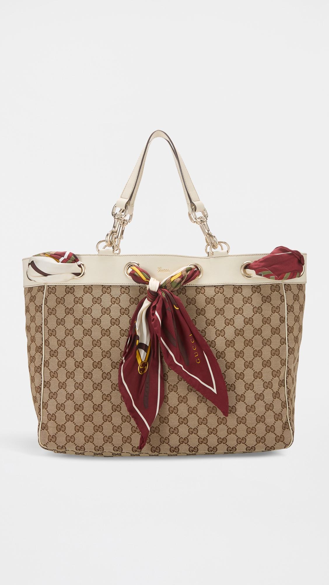 Gucci White Canvas Positano Tote by WHAT GOES AROUND COMES AROUND