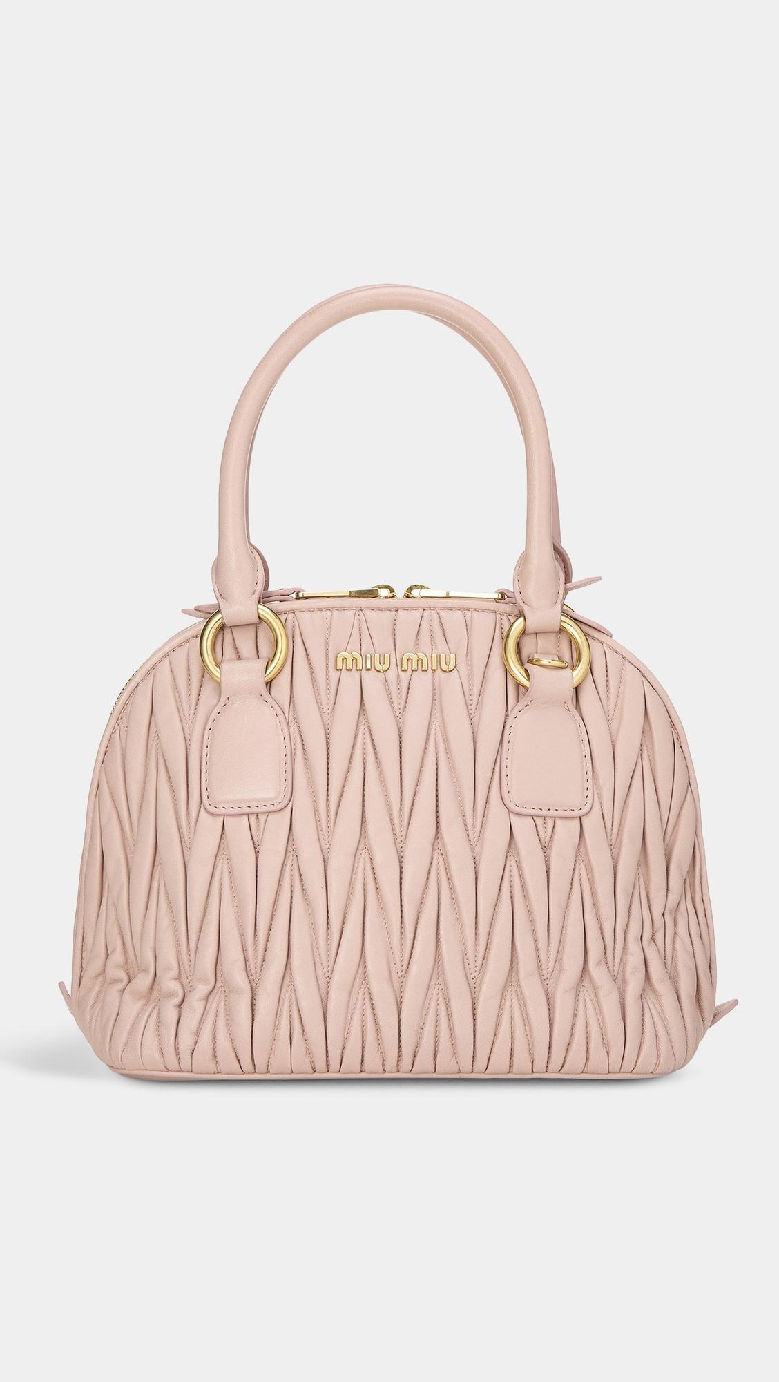 Miu Miu Pink Nappa Top Handle Handbag by WHAT GOES AROUND COMES AROUND