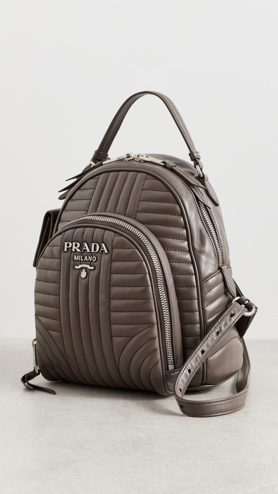 Prada Grey Calfskin Diagramme Backpack by WHAT GOES AROUND COMES AROUND