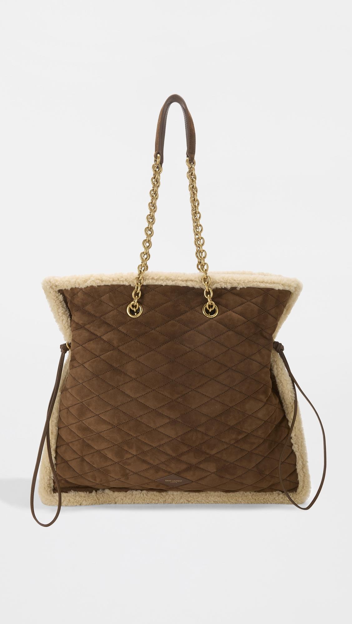 YSL Brown Suede Le Pochon Tote by WHAT GOES AROUND COMES AROUND