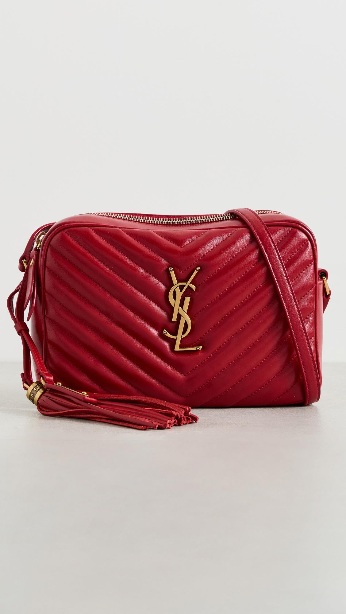 YSL Red Calfskin Quilted Lou Camera by WHAT GOES AROUND COMES AROUND