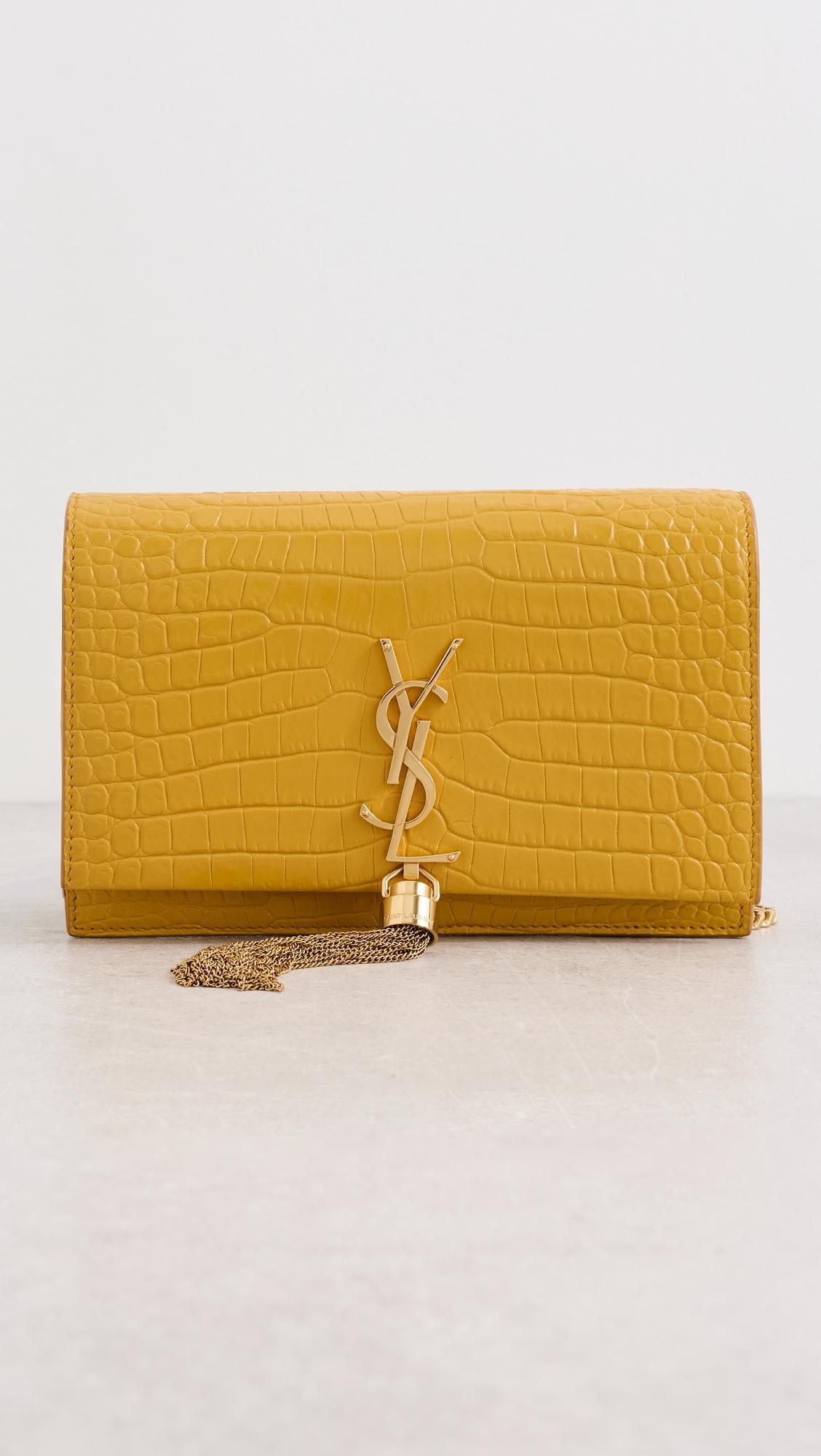 YSL Yellow Embossed Kate Tassel Chain Wallet by WHAT GOES AROUND COMES AROUND