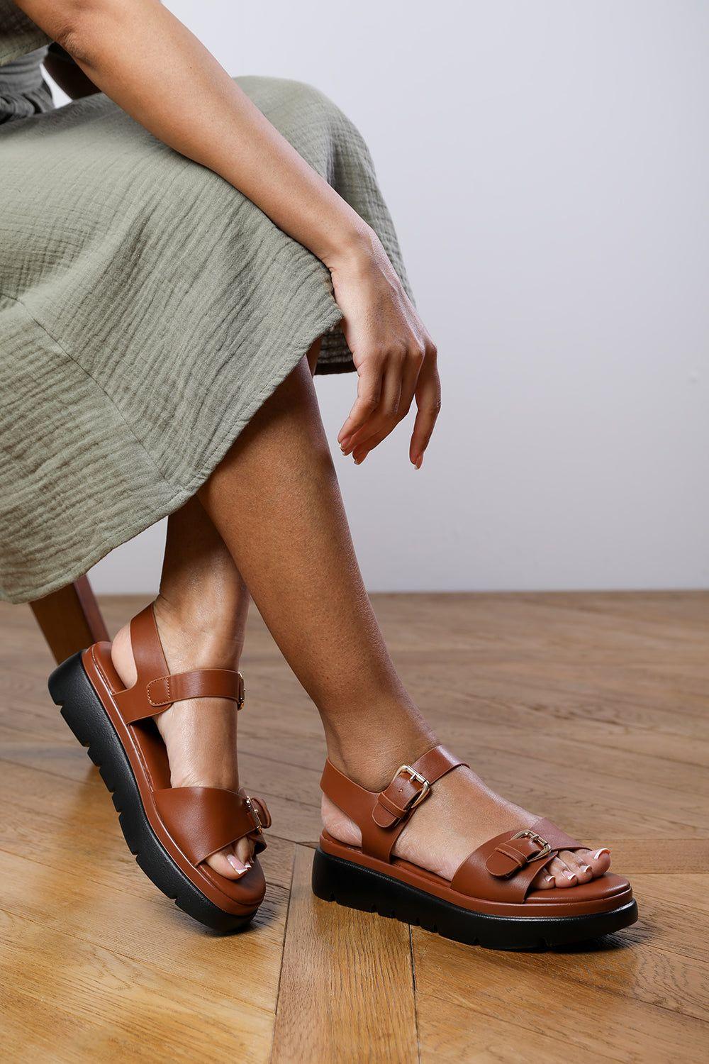 'Andrea' Chunky Buckle Strap Sandal by WHERE'S THAT FROM