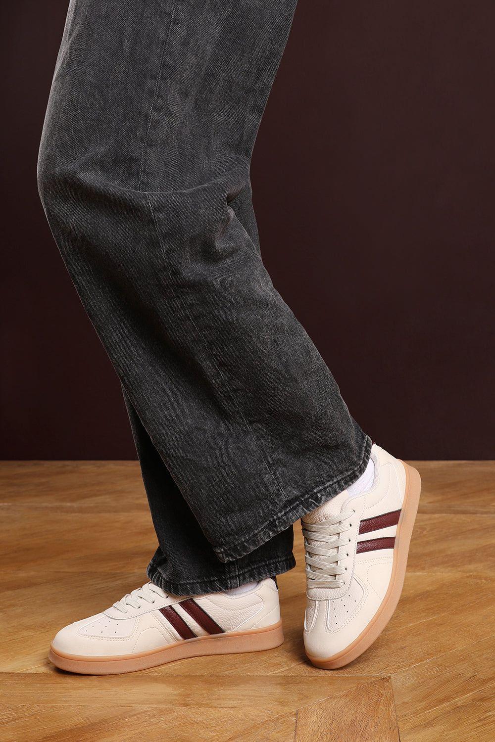 'Arelia' Retro Lace Up Trainers with Stripes Detail by WHERE'S THAT FROM
