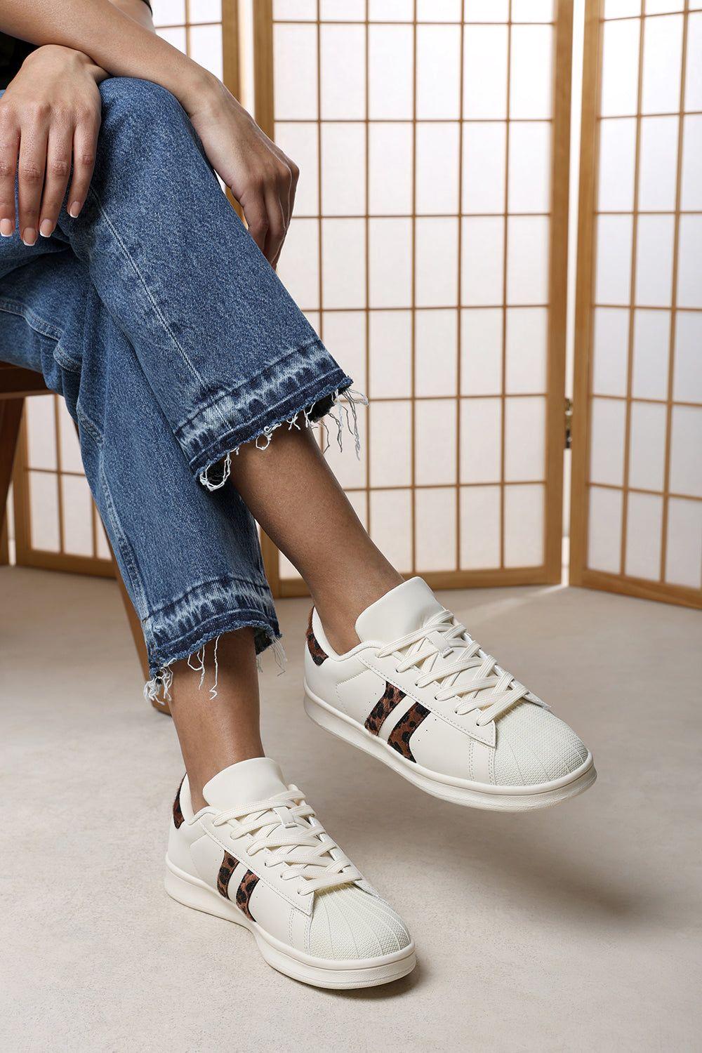 'Arvella' Stitched Stripes Detail Trainers by WHERE'S THAT FROM