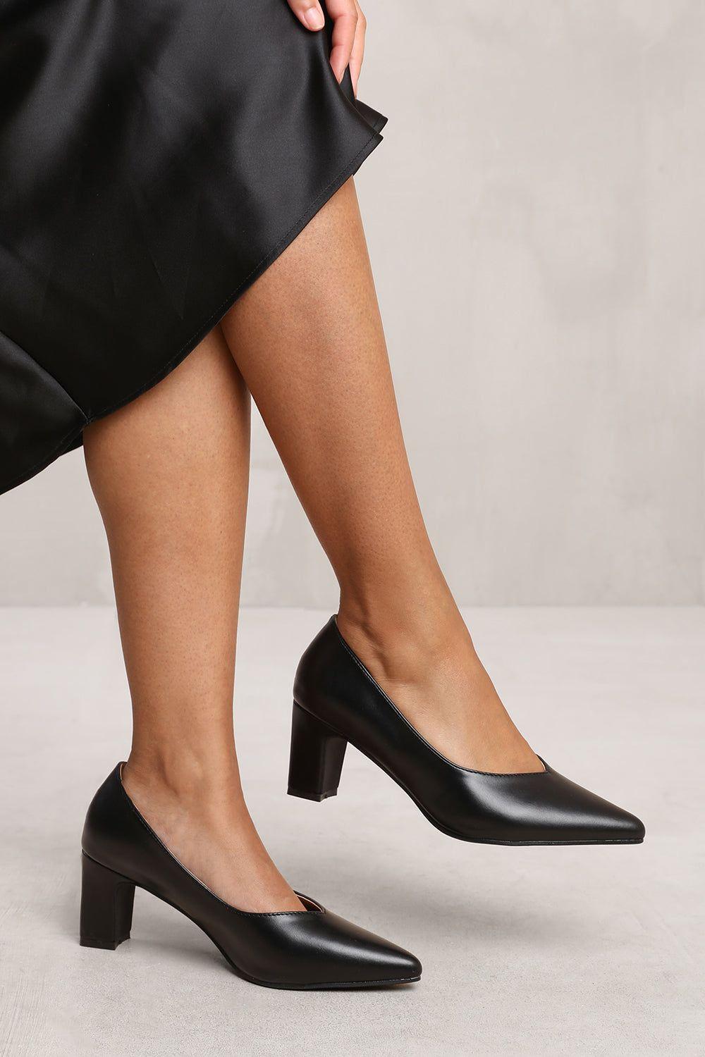 'Ava' Block Heel With Pointed Toe by WHERE'S THAT FROM