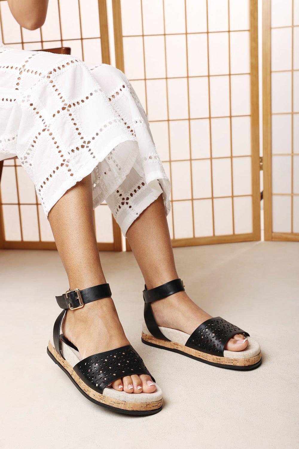 Bask Cutout Design Flatform Sandal by WHERE'S THAT FROM