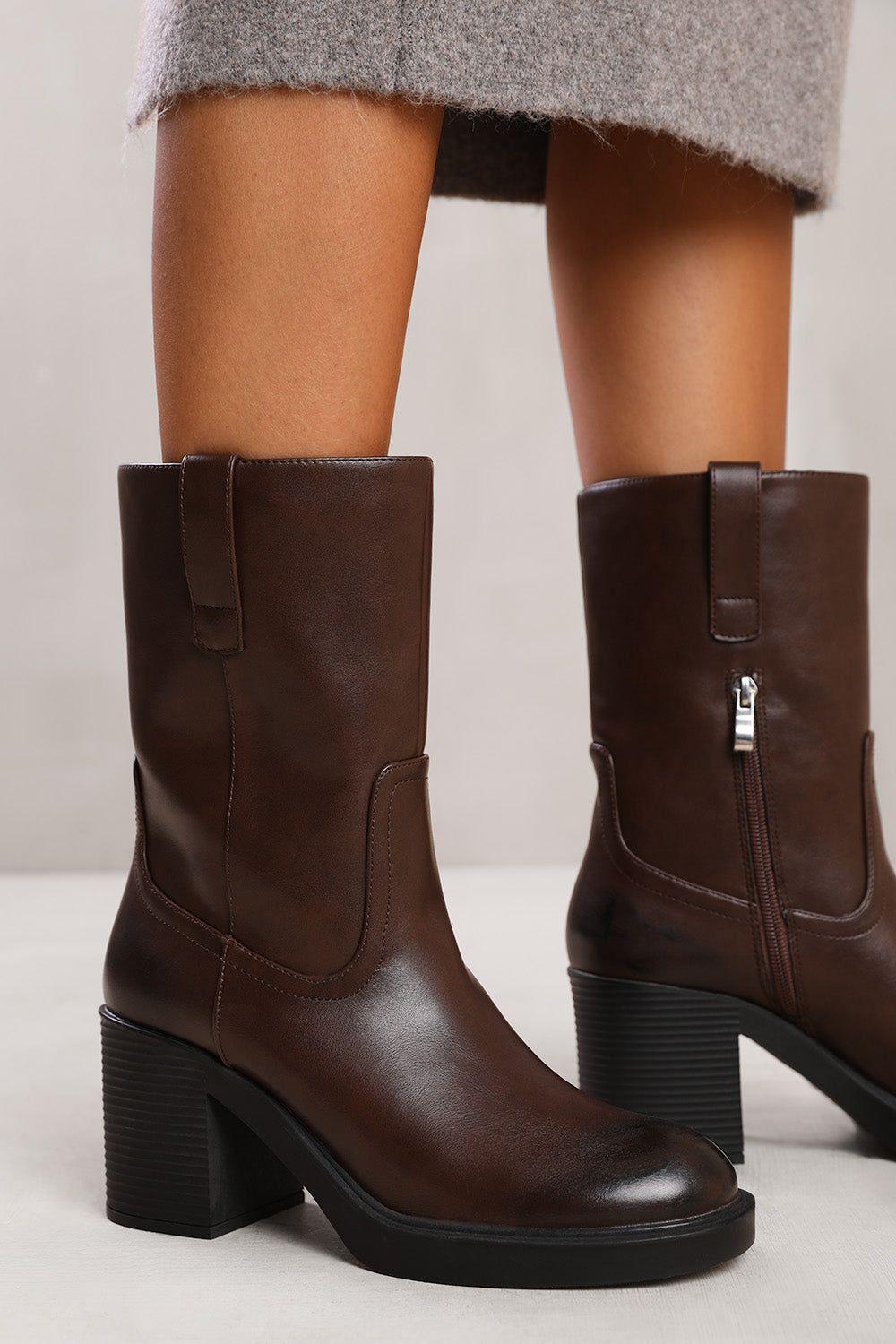 'Beau' Mid Calf Boot With Side Zip by WHERE'S THAT FROM