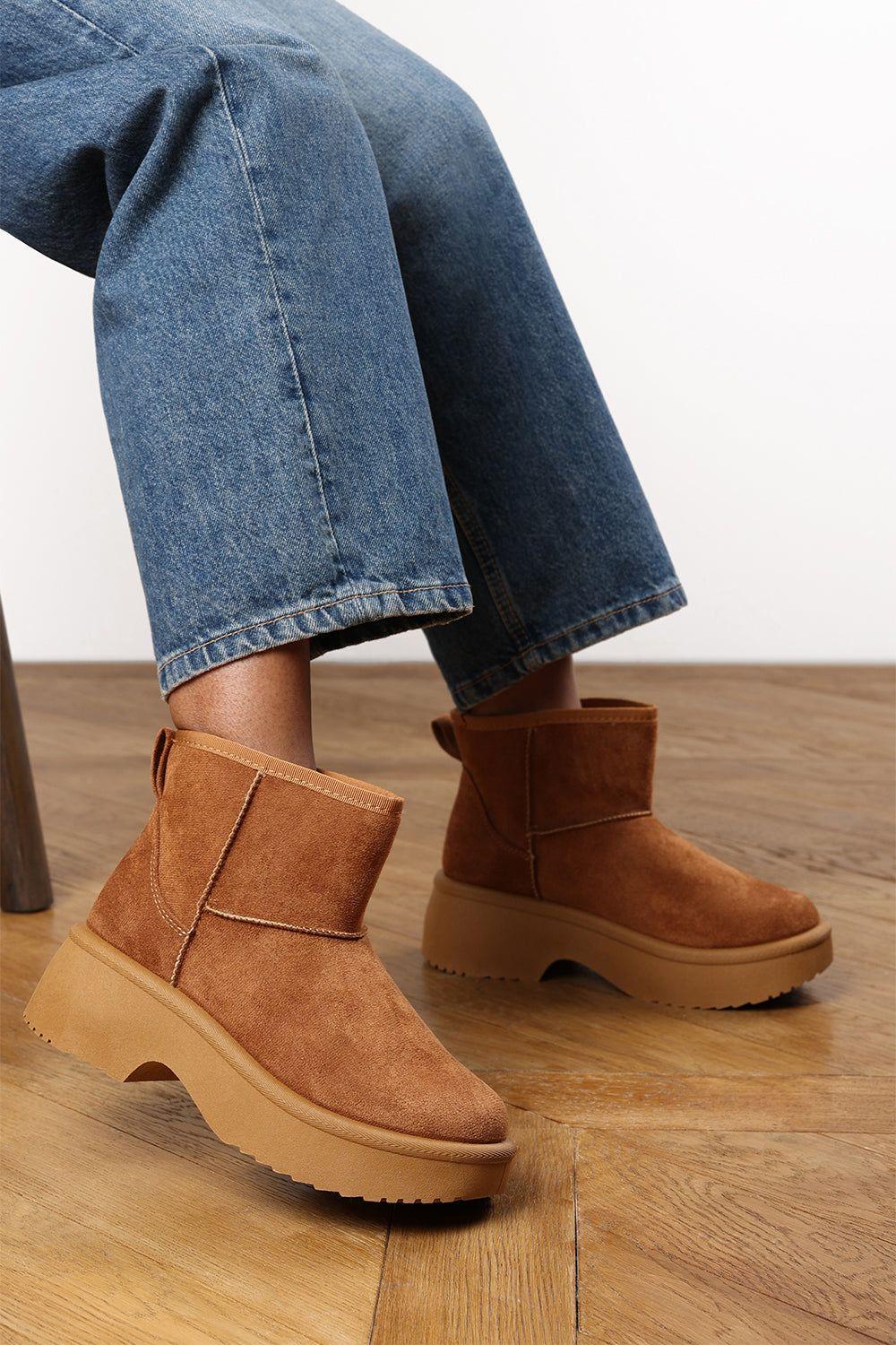 'Blakelie' Suede Platform Ankle Boots by WHERE'S THAT FROM