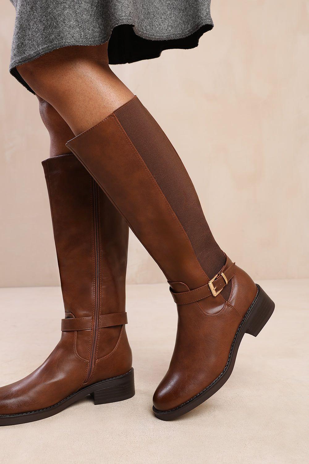'Bode' Knee High Boots With Buckle Detail by WHERE'S THAT FROM