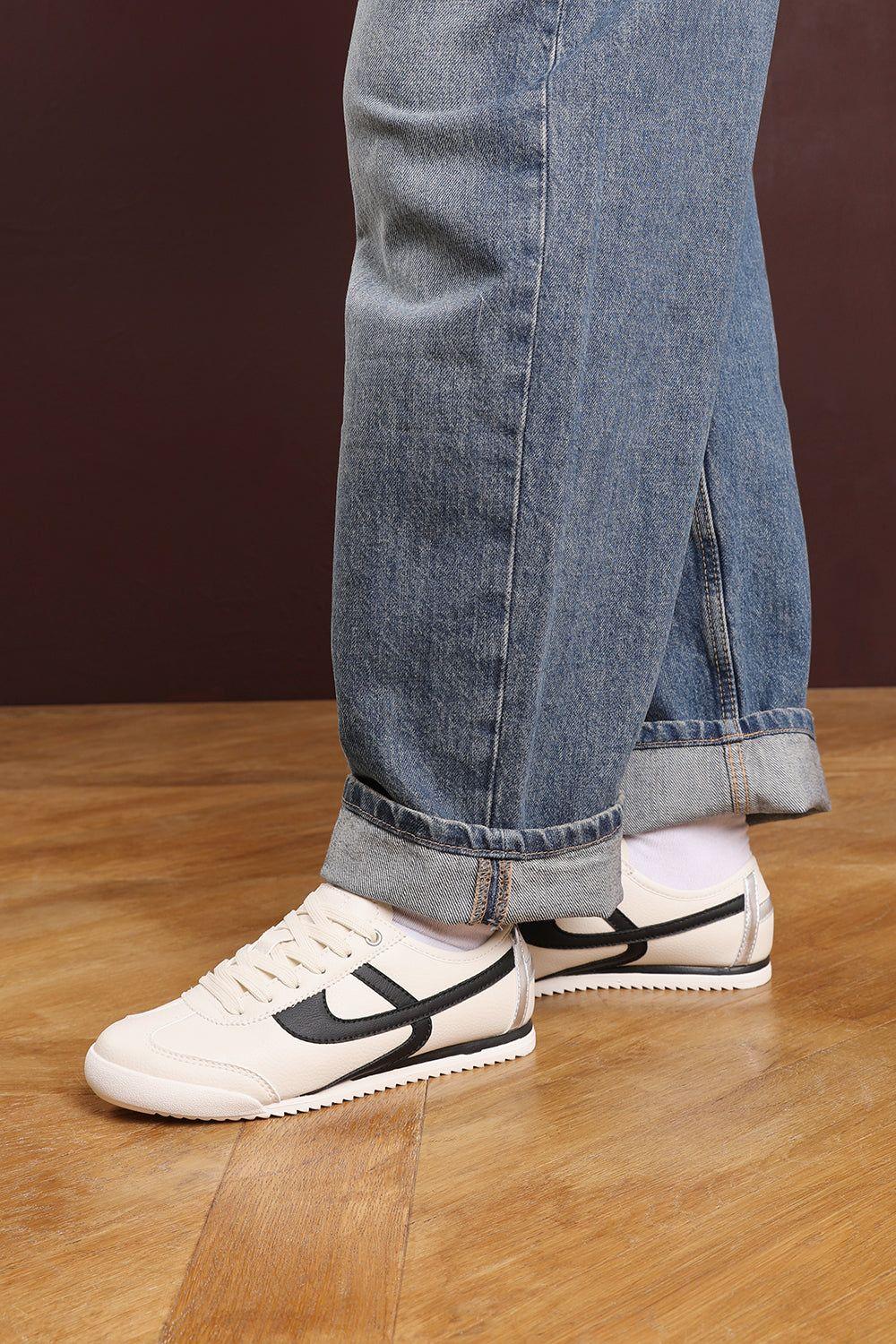 'Caia' Court Lace up Trainer with Stripe detail by WHERE'S THAT FROM