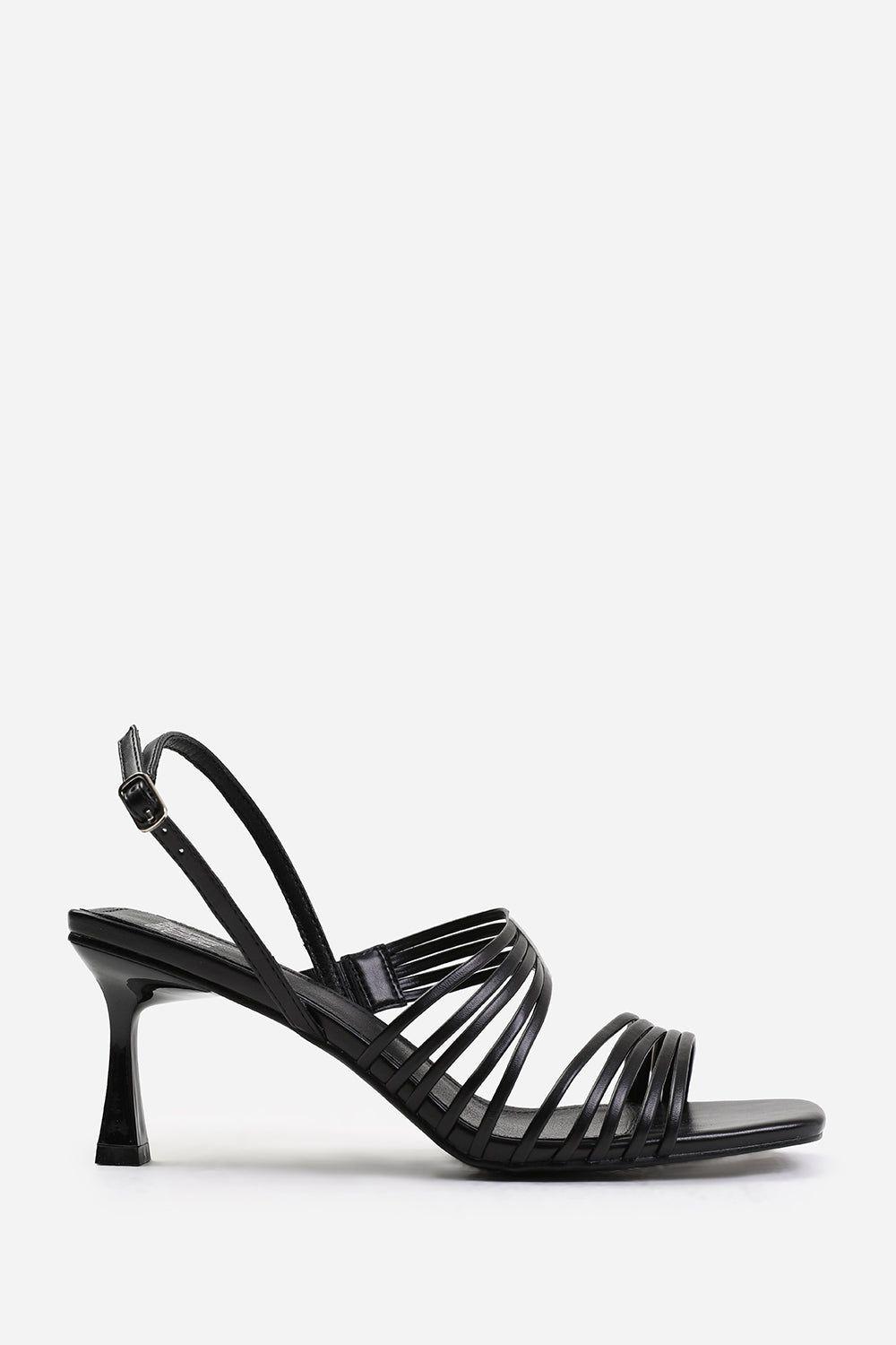 'Callie' Square Toe Low Block Slingback Heel With Multi Strap Detail by WHERE'S THAT FROM