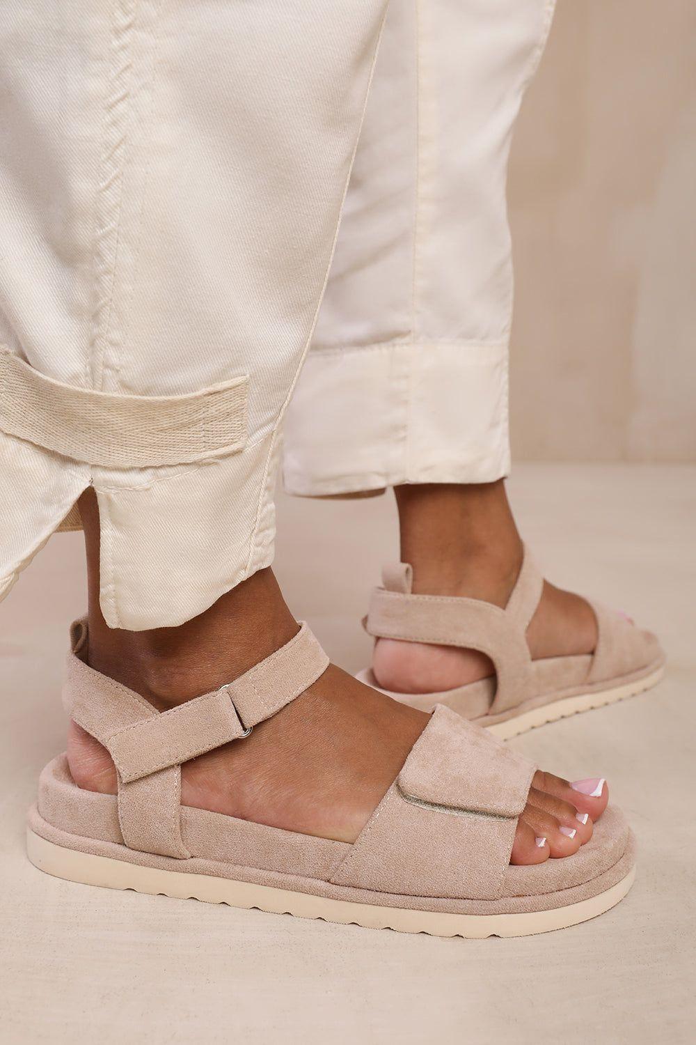 'Corfu' Wide Fit Velcro Mutli Strap Sandals by WHERE'S THAT FROM