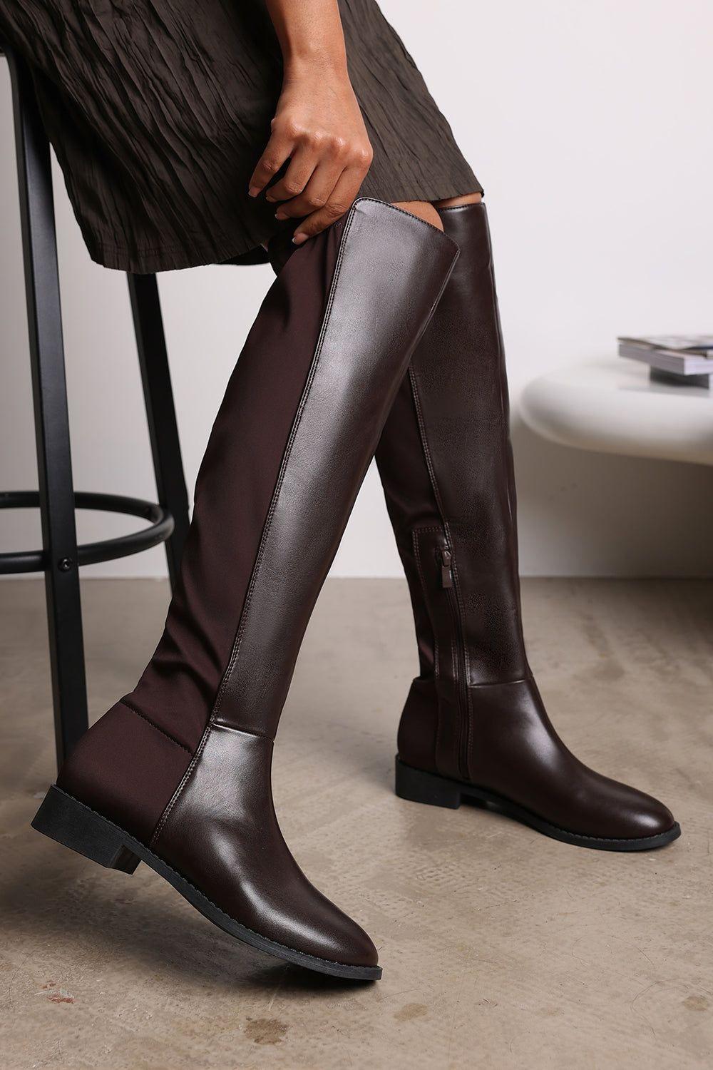 'Diem' Over Тhe Knee Pull On Boots with Low Heel by WHERE'S THAT FROM