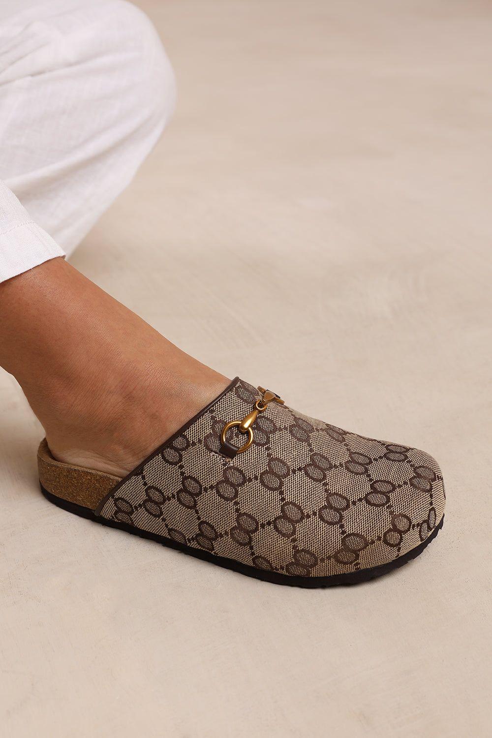 'Dublin' Slip On Clog Shoe With Gold Detail by WHERE'S THAT FROM