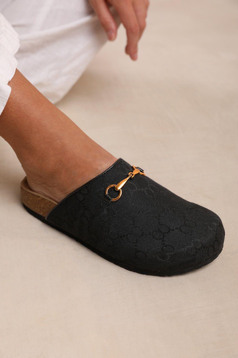 'Dublin' Slip On Clog Shoe With Gold Detail by WHERE'S THAT FROM