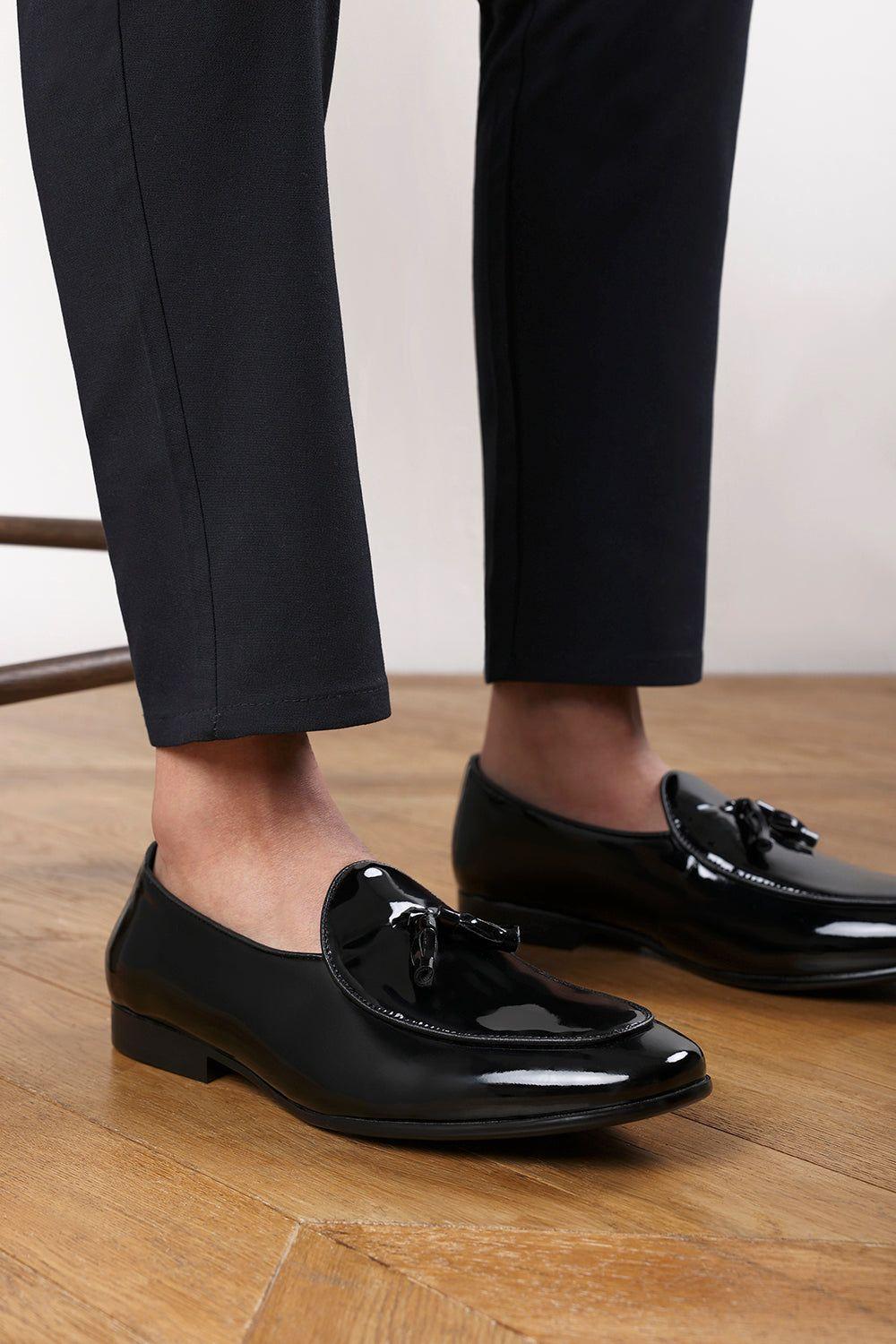 'Evan' Velvet/Patent Tassel Loafer Classic Formal Dress Shoes by WHERE'S THAT FROM