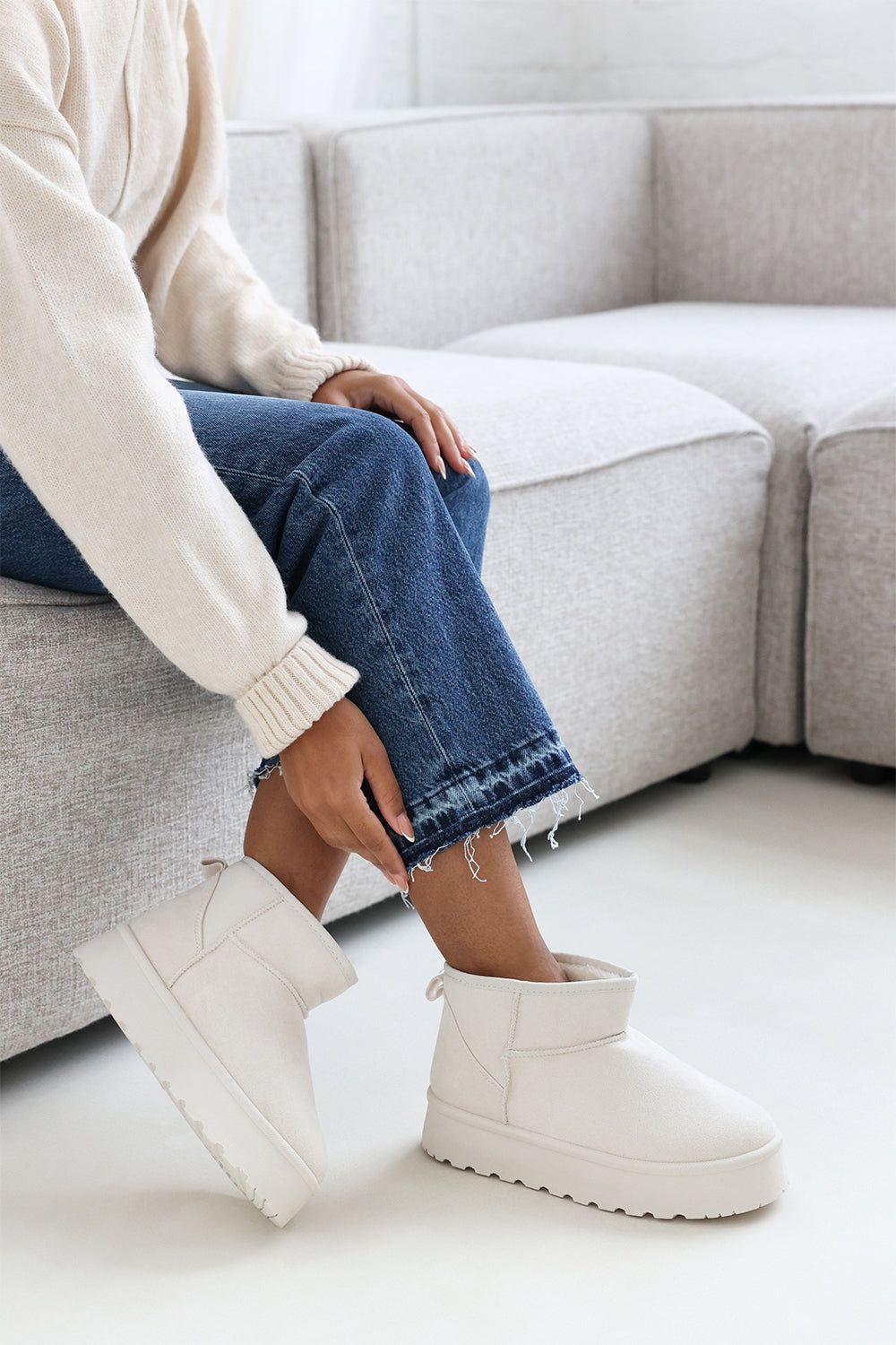 'Eveline' Platform Fur Lining Ankle Boots by WHERE'S THAT FROM