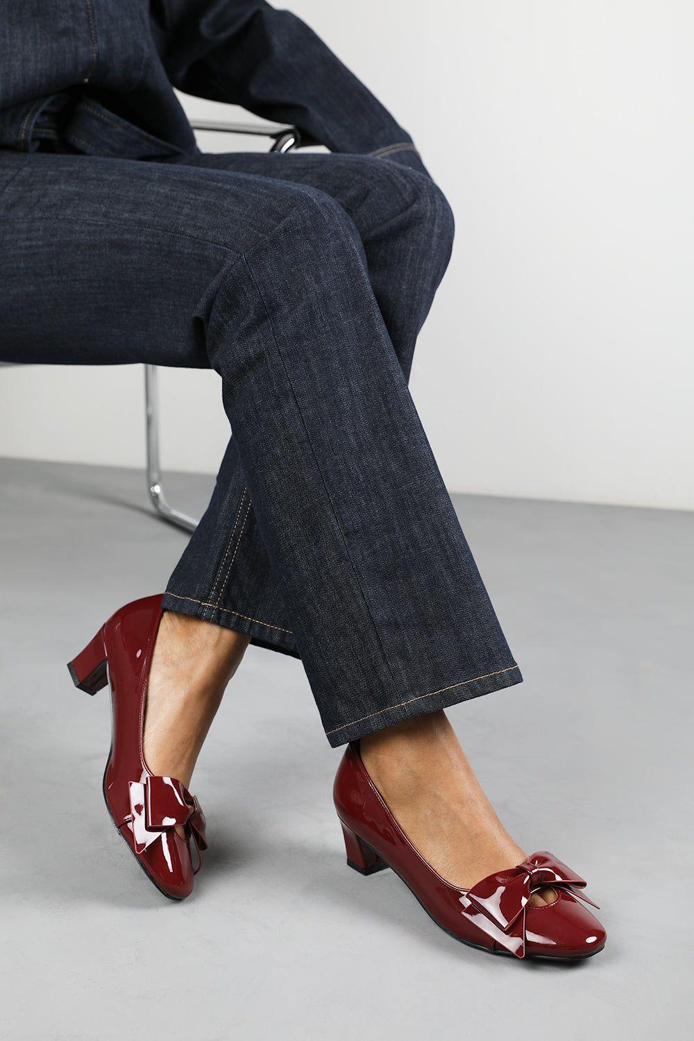 'Hope' Mid Heel Court Shoes With Bow Detail by WHERE'S THAT FROM