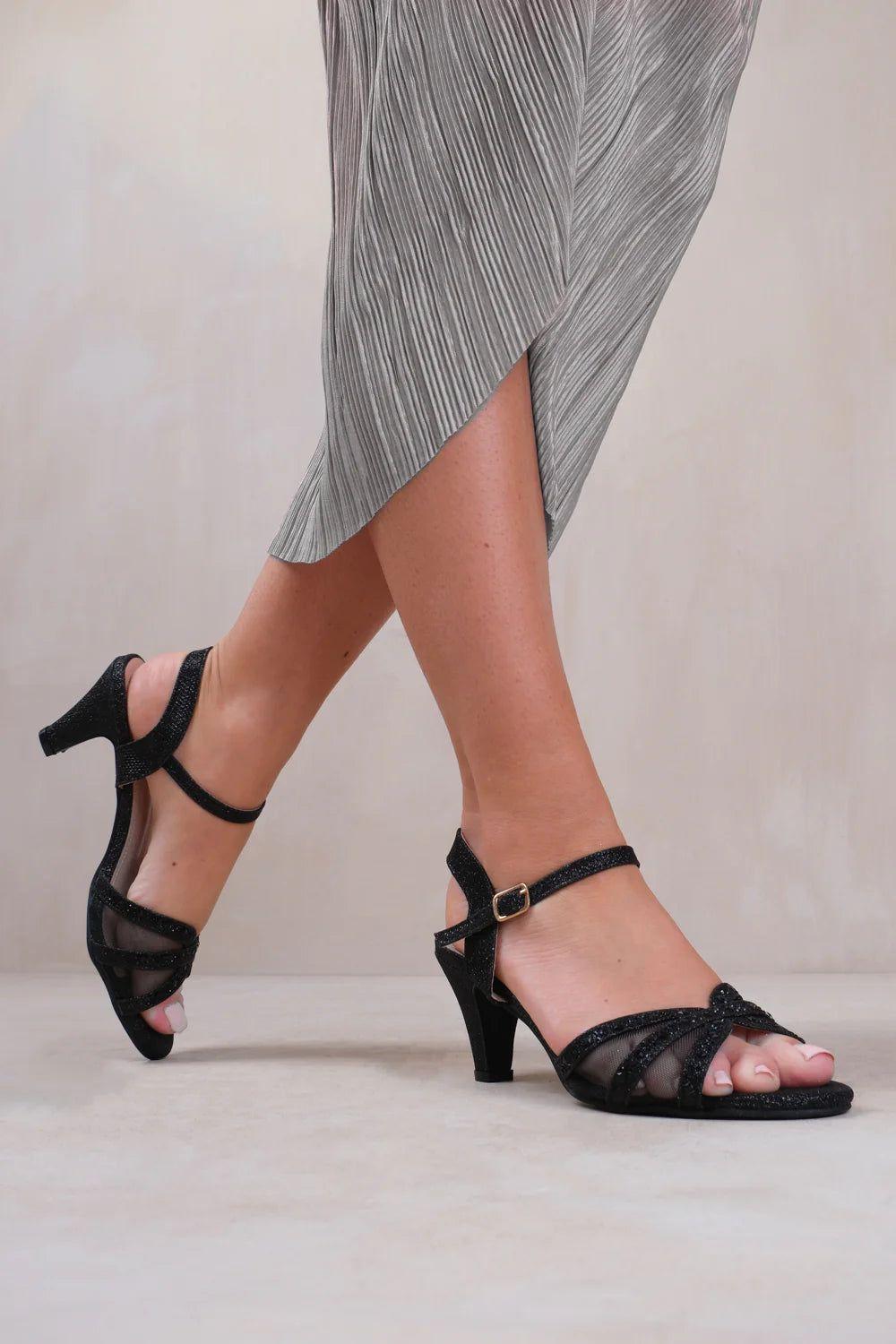 'Jillian' Wide Fit Diamante Mesh Strappy Heel by WHERE'S THAT FROM