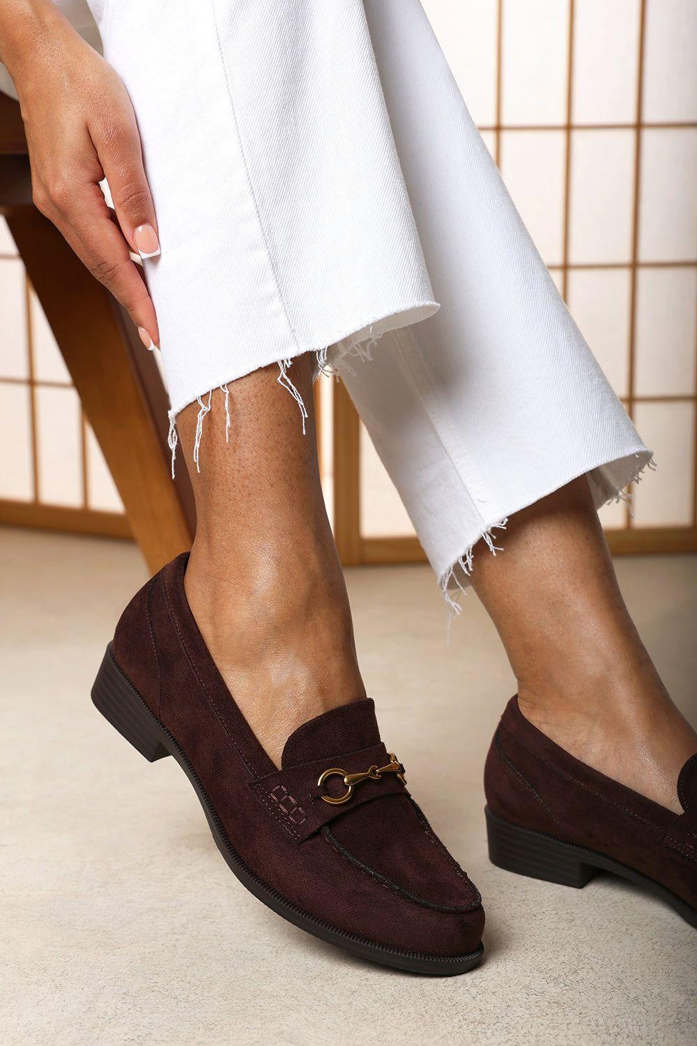 Maelynn Round Toe Single Metal Bar Loafers by WHERE'S THAT FROM