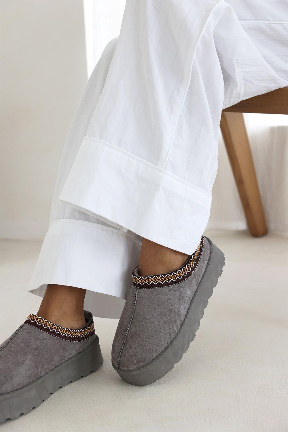 'Meilani' Cosy Faux-Suede Fur Lining Platform Low Ankle Boot by WHERE'S THAT FROM